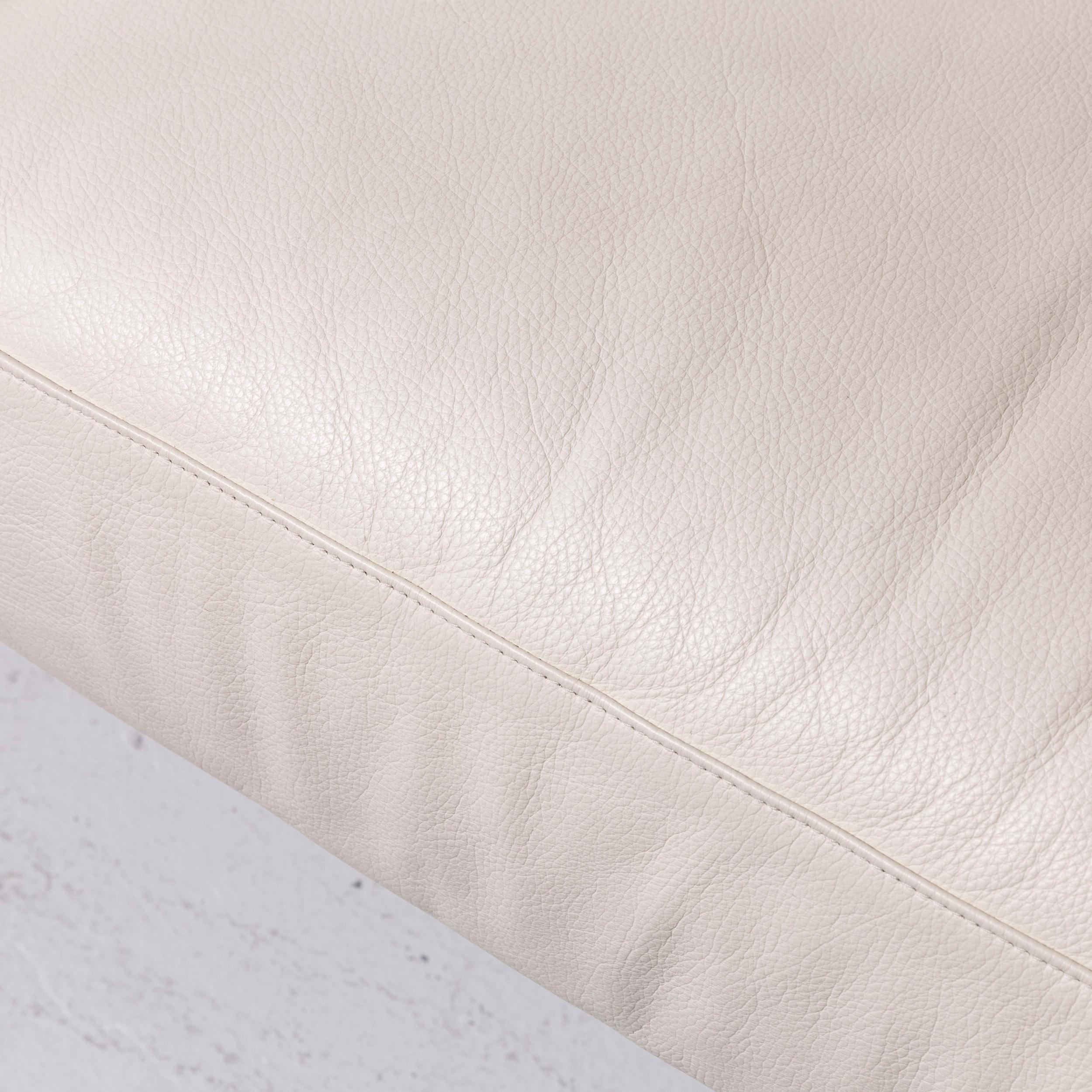 WK Wohnen Gaetano 687 Designer Leather Sofa Set White Genuine Leather 2