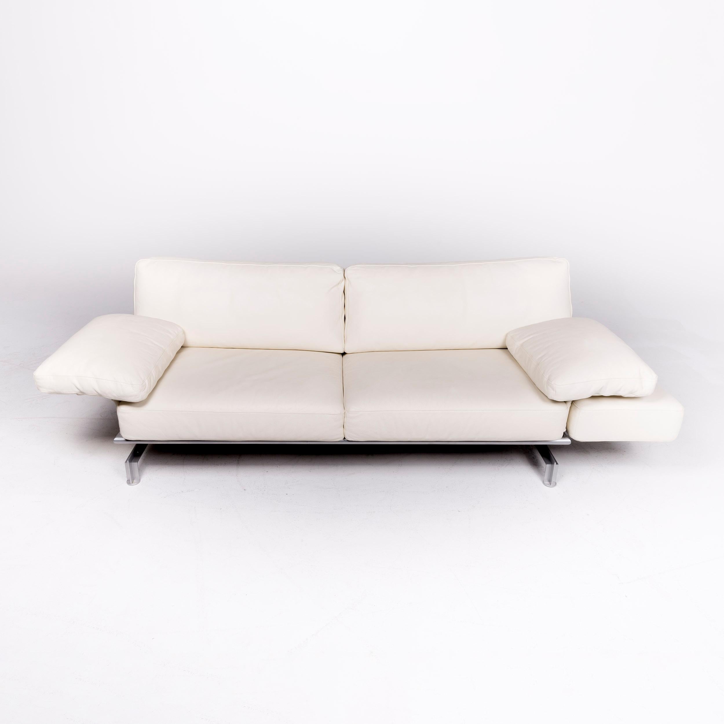 WK Wohnen Gaetano 687 Designer Leather Sofa Set White Genuine Leather 3
