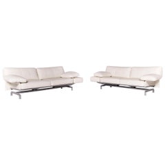 WK Wohnen Gaetano 687 Designer Leather Sofa Set White Genuine Leather