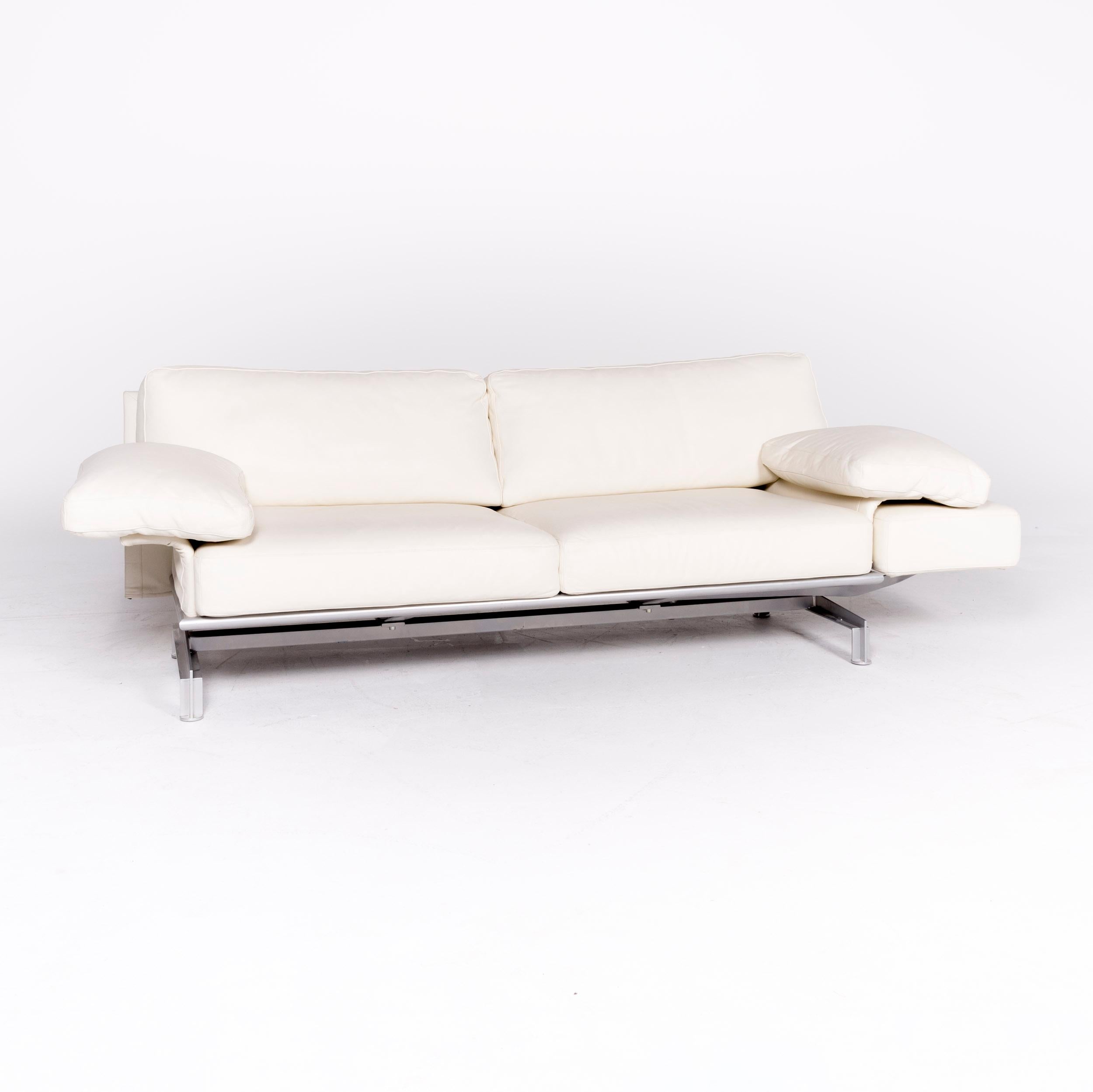 WK Wohnen Gaetano 687 Designer-Leder-Sofa aus weißem echtem Leder mit drei Sitzen (Moderne) im Angebot