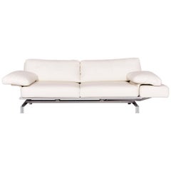 WK Wohnen Gaetano 687 Designer-Leder-Sofa aus weißem echtem Leder mit drei Sitzen