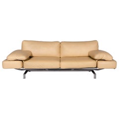 WK Wohnen Gaetano 687 Leather Sofa Beige Two-Seat Function Relaxation Couch