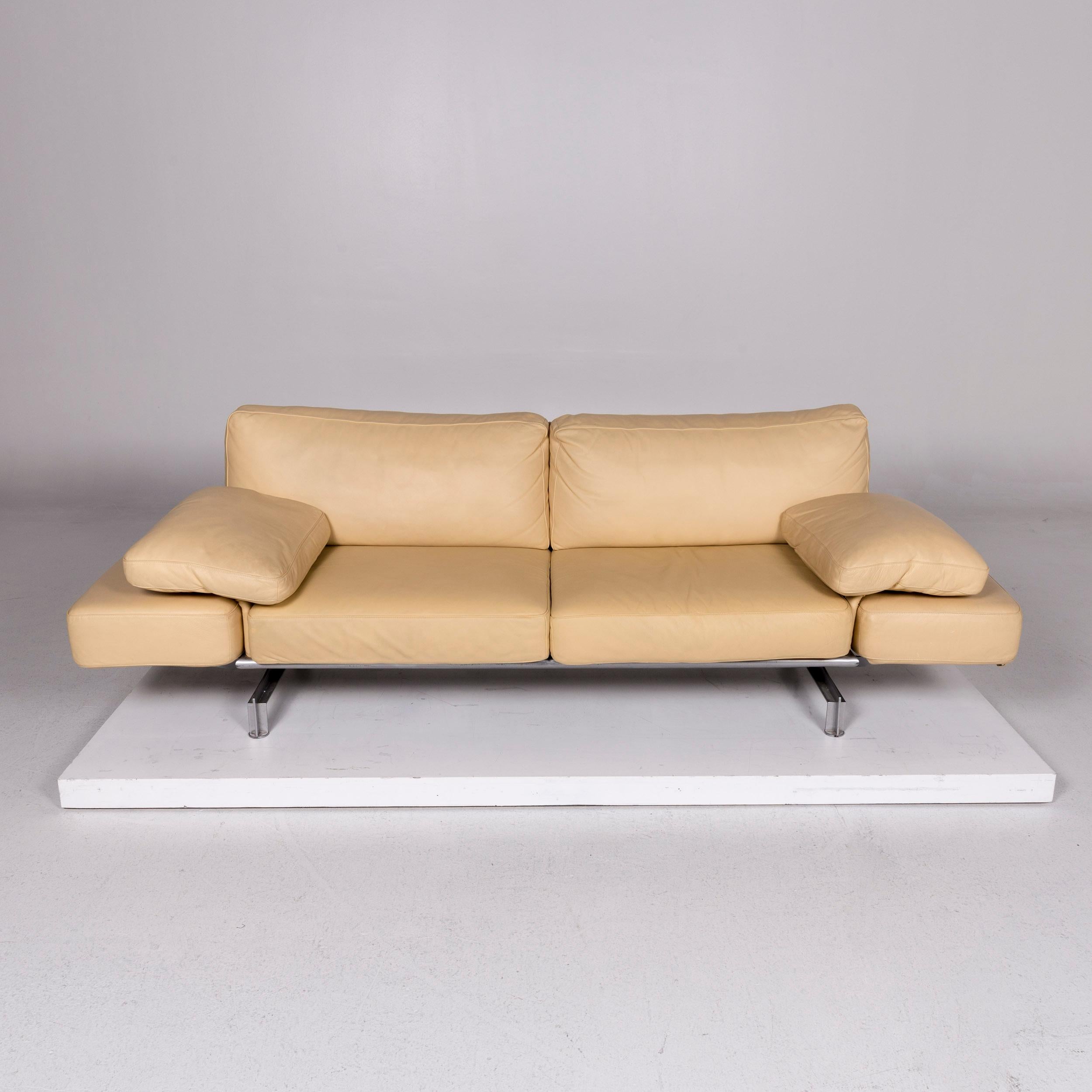 WK Wohnen Gaetano 687 Leather Sofa Beige Two-Seat Function Relaxation Couch For Sale 1