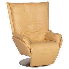 WK Wohnen Leather Armchair Yellow Relax Function