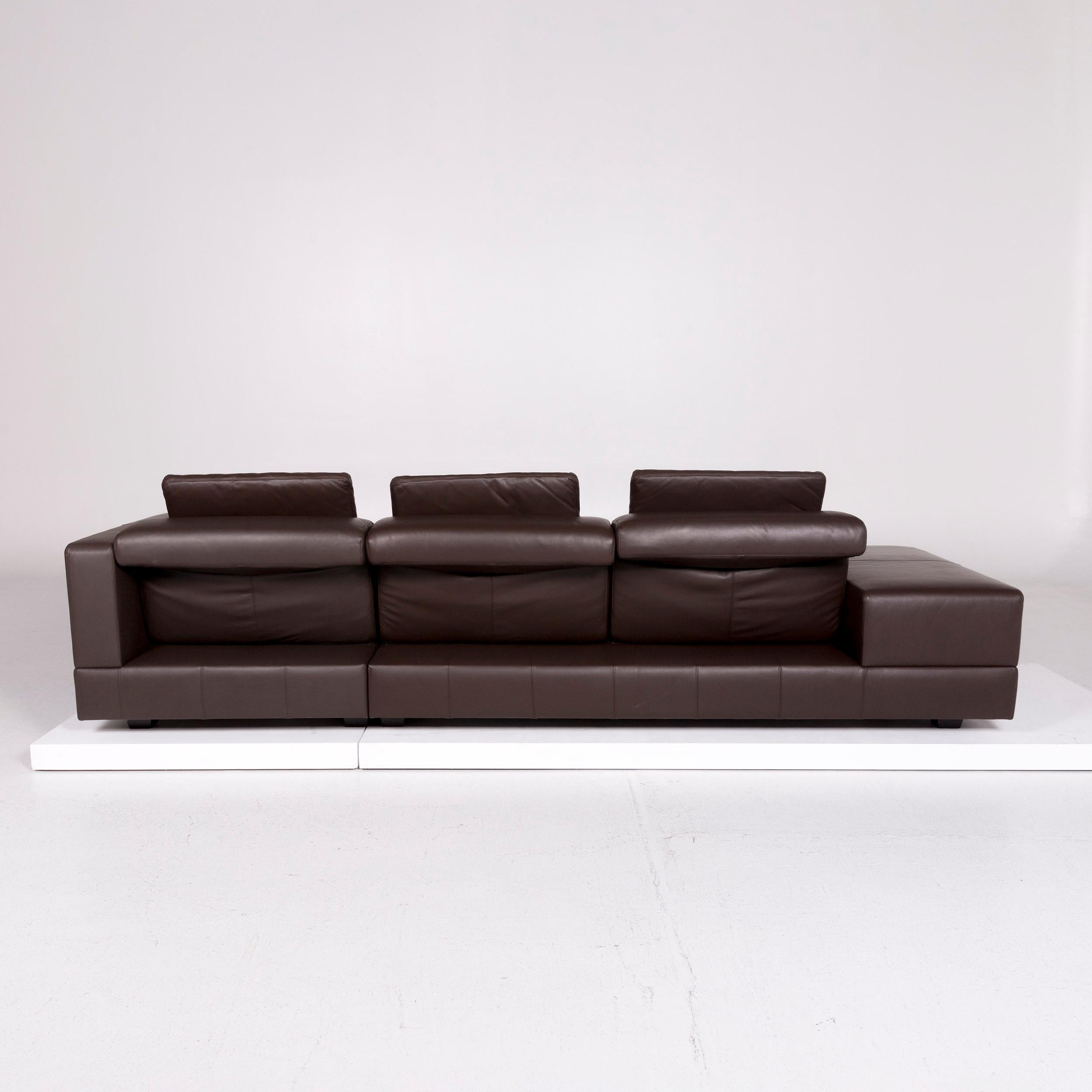 WK Wohnen Leather Corner Sofa Brown Dark Brown Sofa Couch 3