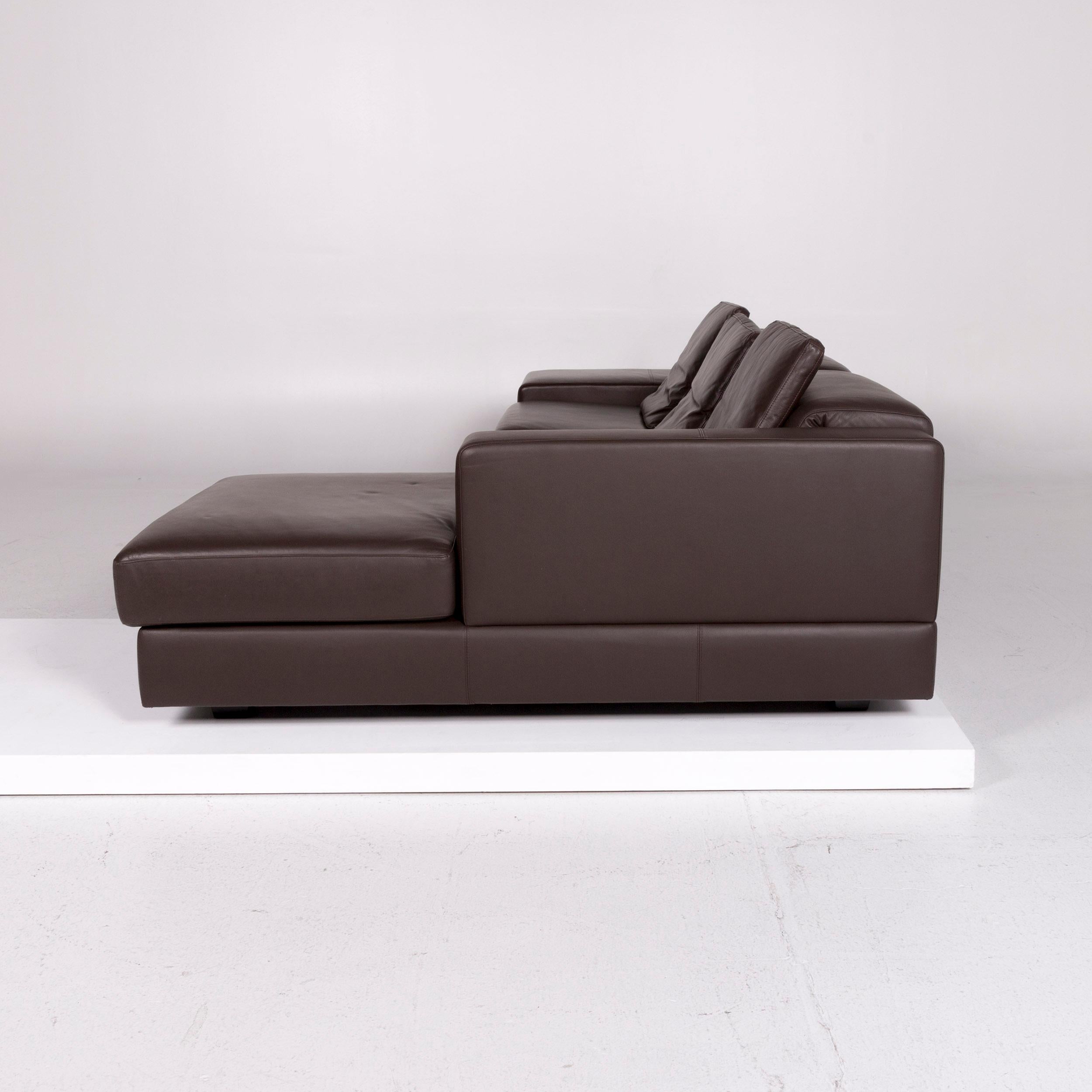WK Wohnen Leather Corner Sofa Brown Dark Brown Sofa Couch 4