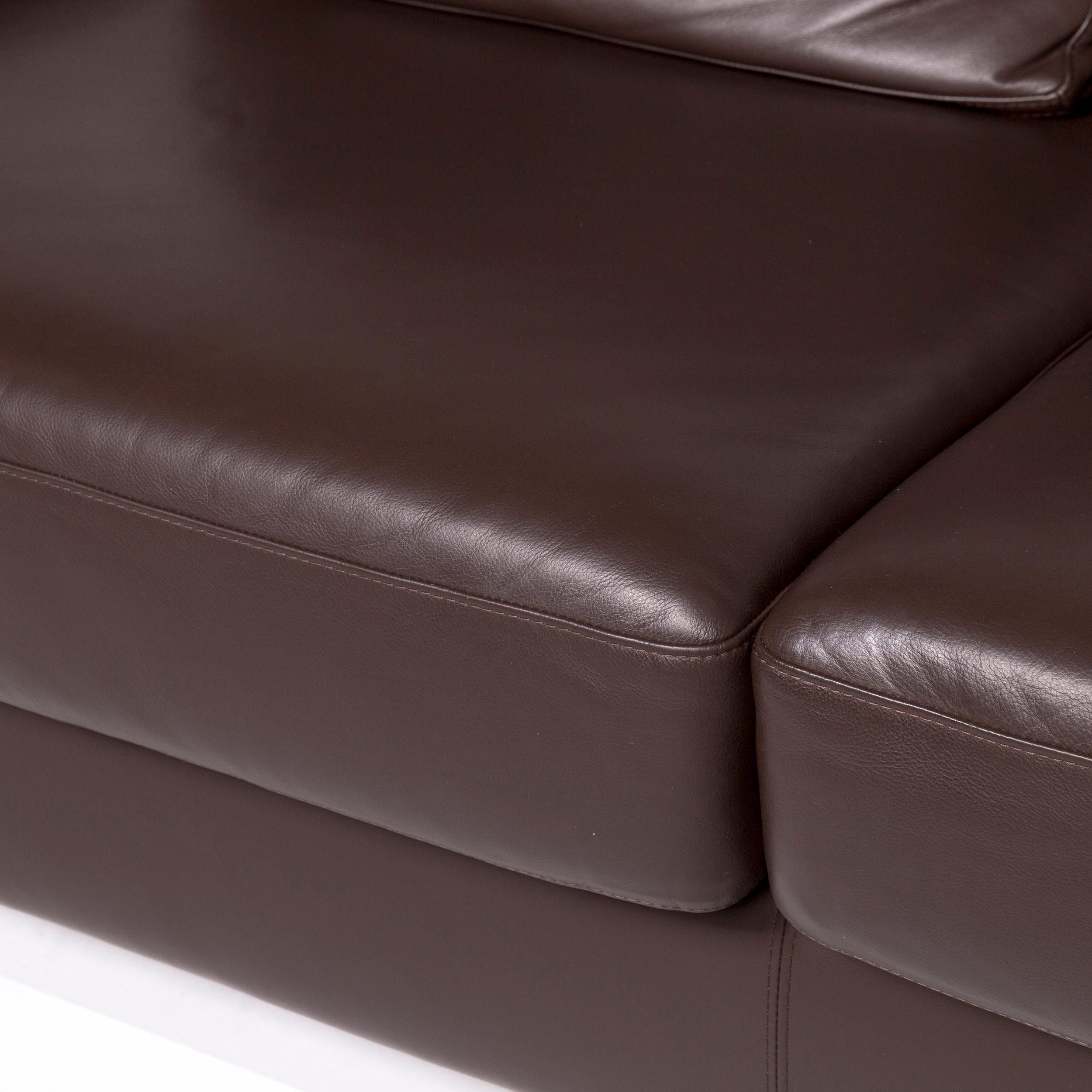 Modern WK Wohnen Leather Corner Sofa Brown Dark Brown Sofa Couch