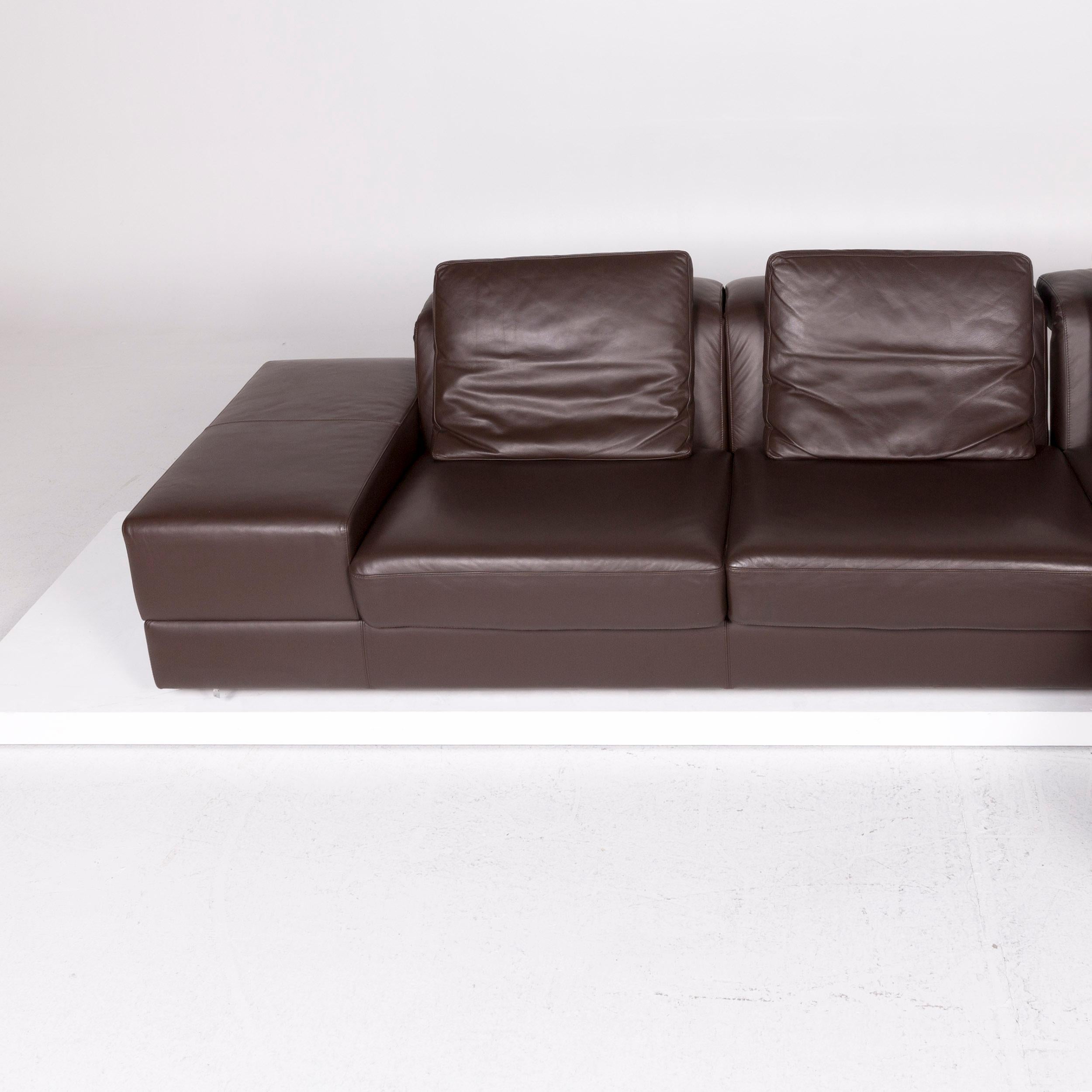 Contemporary WK Wohnen Leather Corner Sofa Brown Dark Brown Sofa Couch