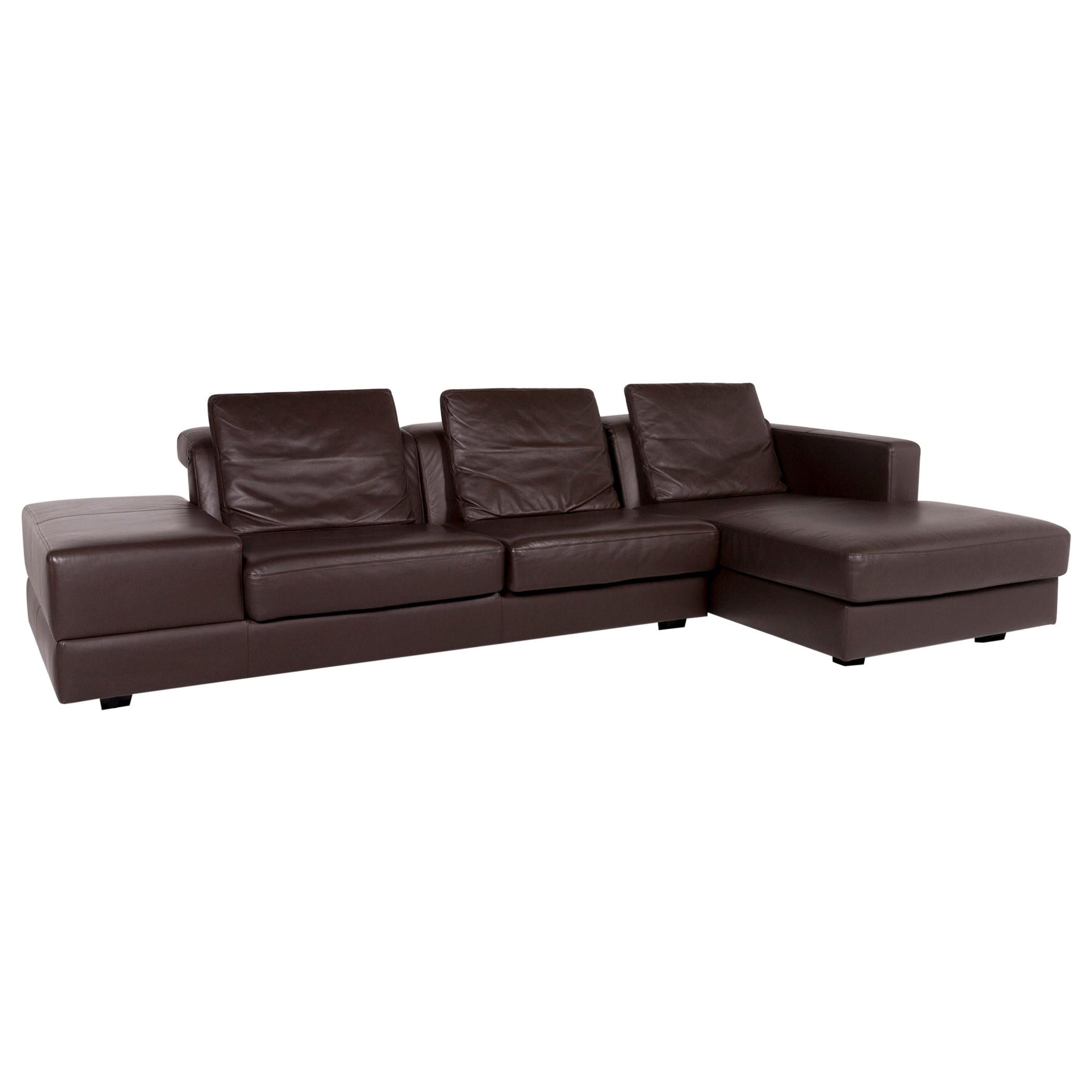 WK Wohnen Leather Corner Sofa Brown Dark Brown Sofa Couch