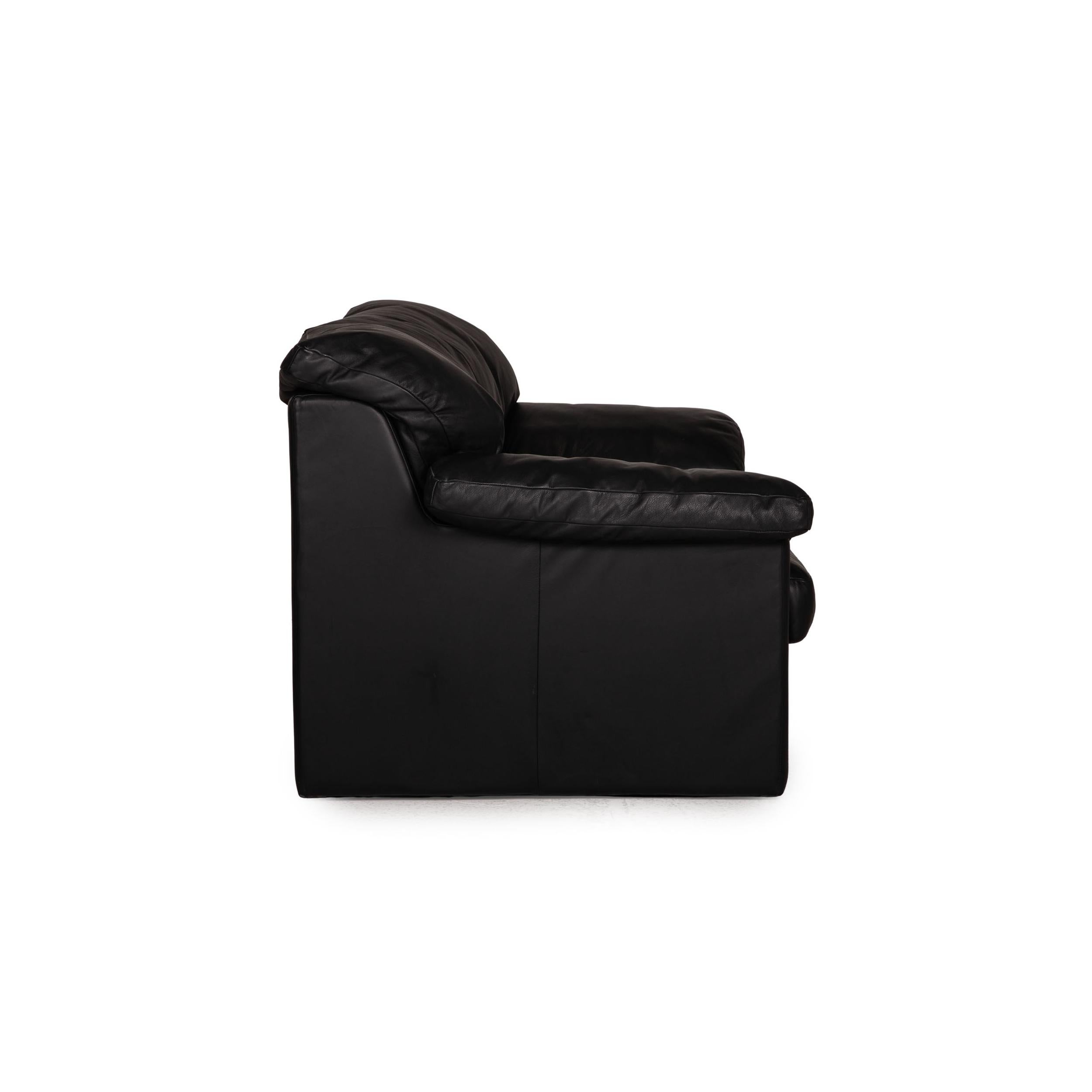 WK Wohnen Leather Sofa Black Two-Seater Couch For Sale 3