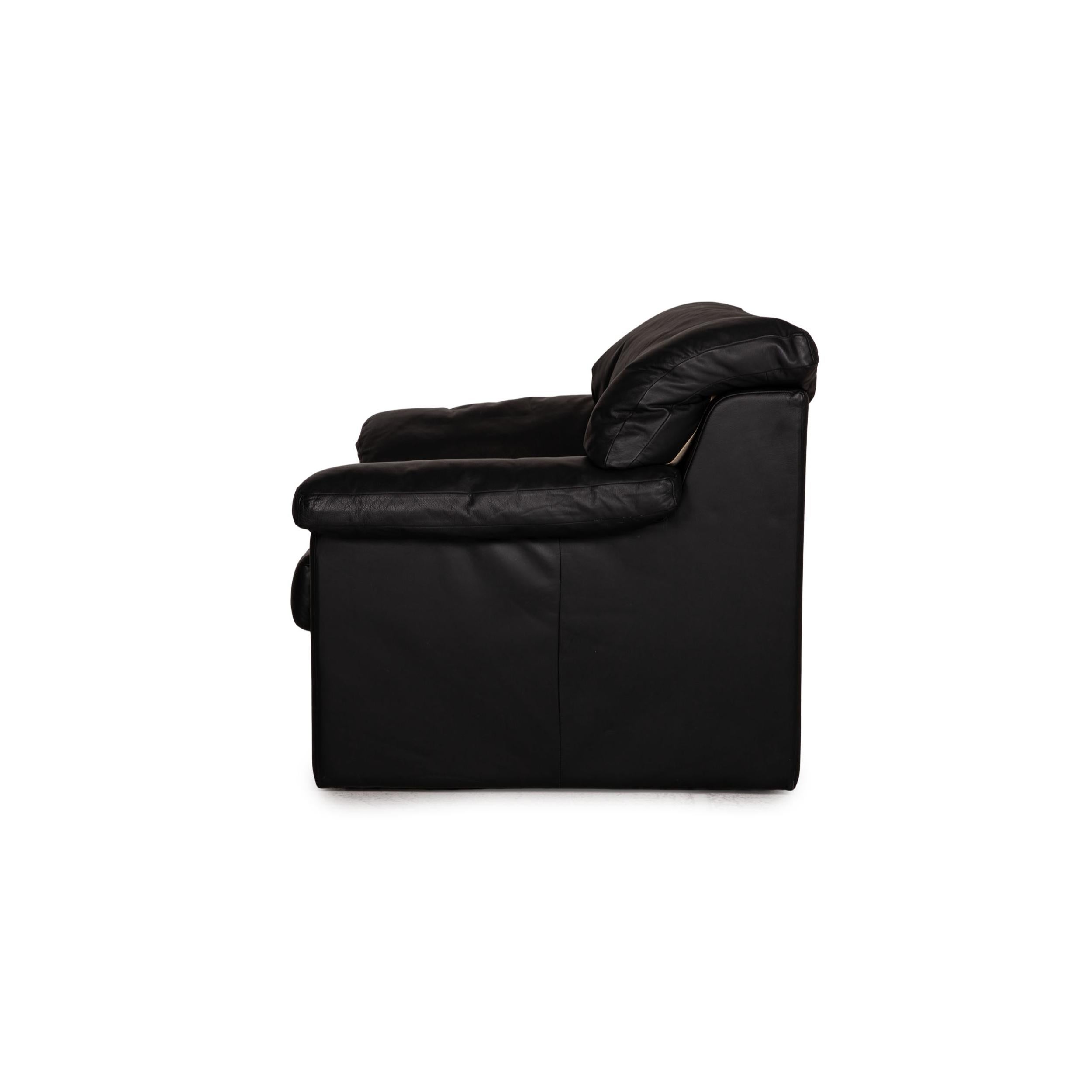 WK Wohnen Leather Sofa Black Two-Seater Couch For Sale 5