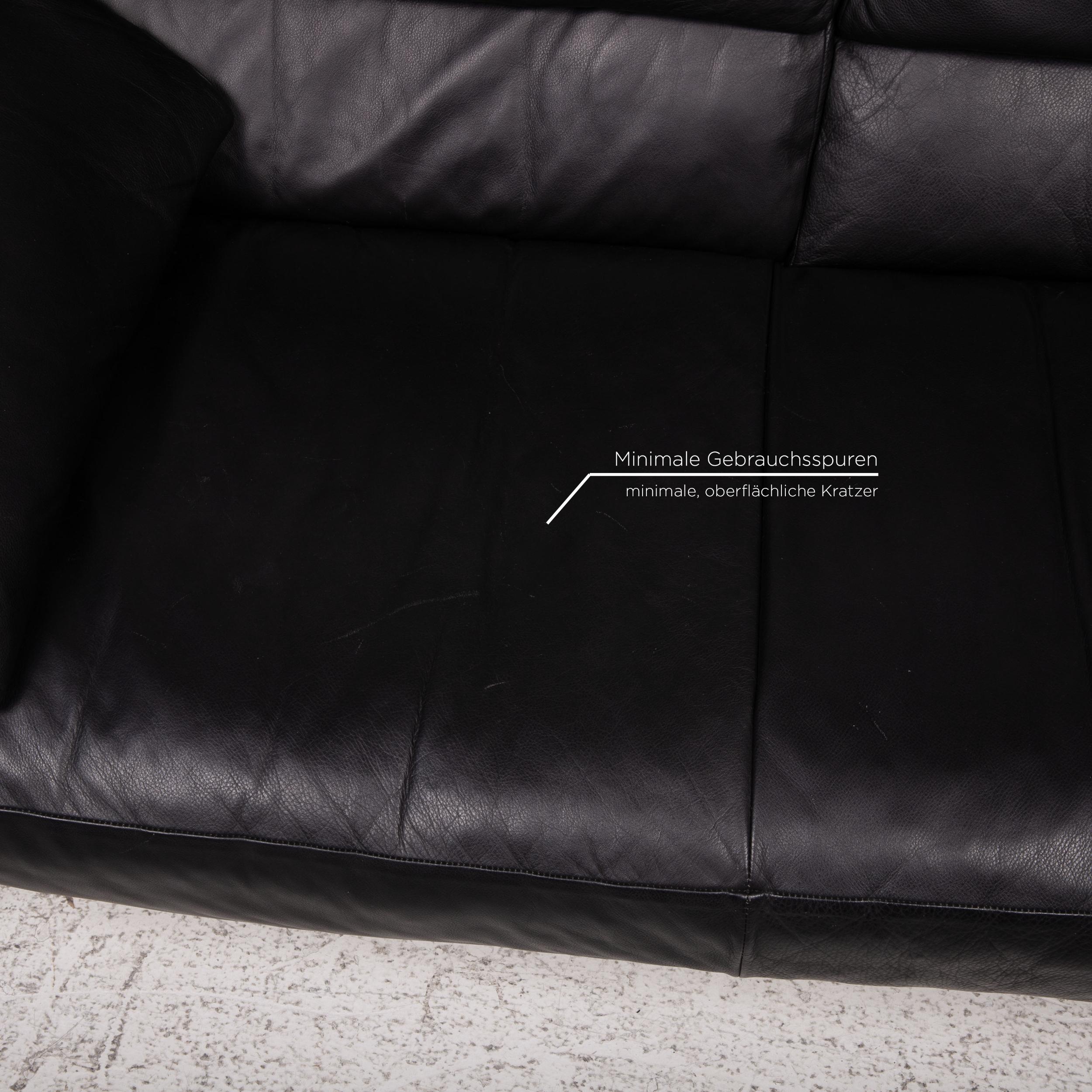 WK Wohnen Leder Sofa Schwarze zweisitzige Couch im Zustand „Gut“ im Angebot in Cologne, DE