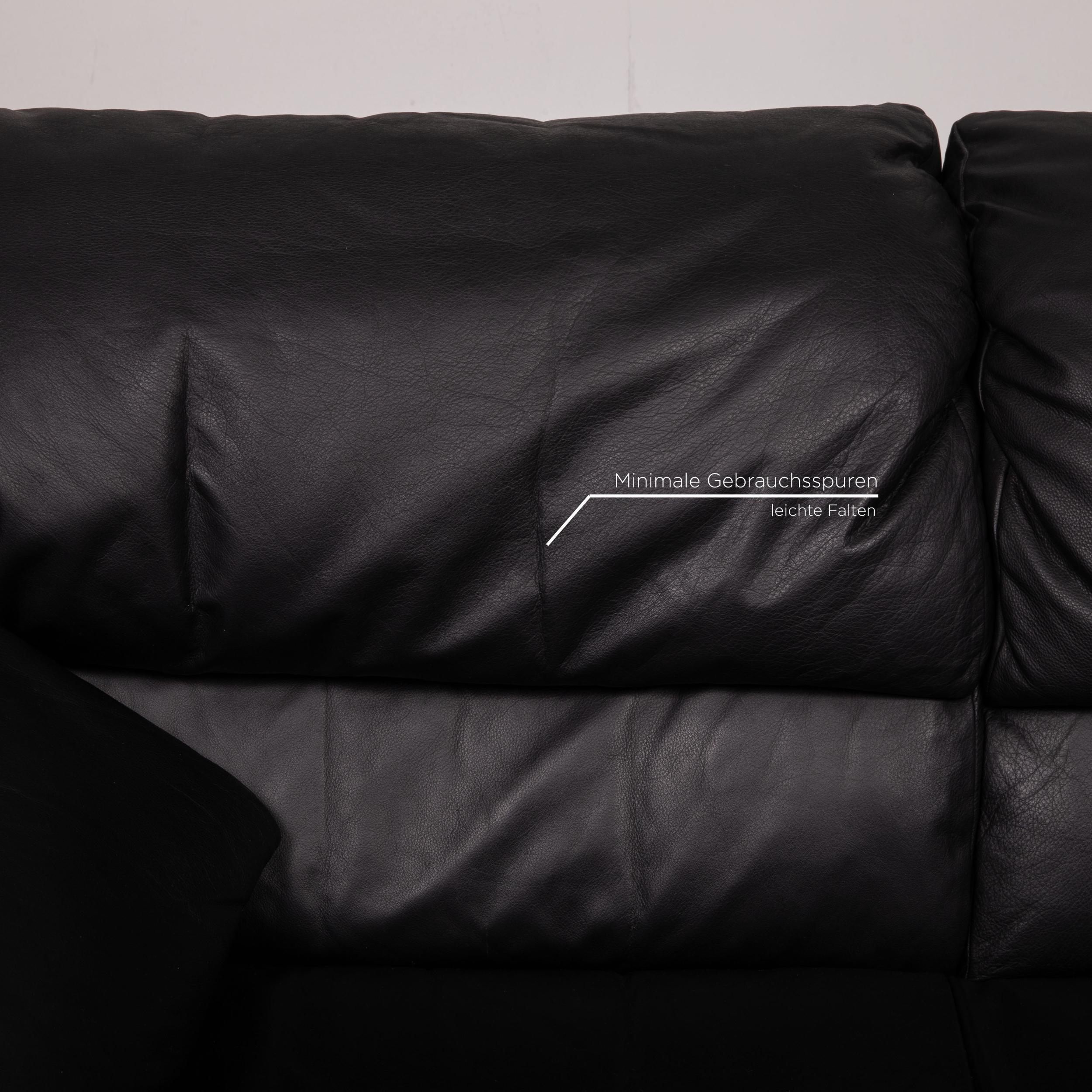 WK Wohnen Leder Sofa Schwarze zweisitzige Couch (21. Jahrhundert und zeitgenössisch) im Angebot