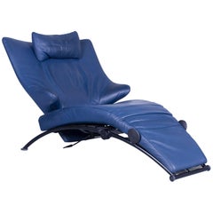 WK Wohnen Solo 699 Designer Chair Leather Blue Function Couch Modern