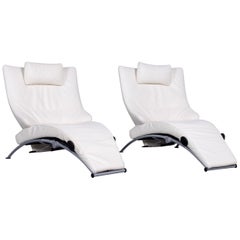 WK Wohnen Solo 699 Designer Leather Chair Set White One-Seat