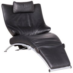 Wk Wohnen Solo 699 Designer Leather Lounger Black Genuine Leather Armchair