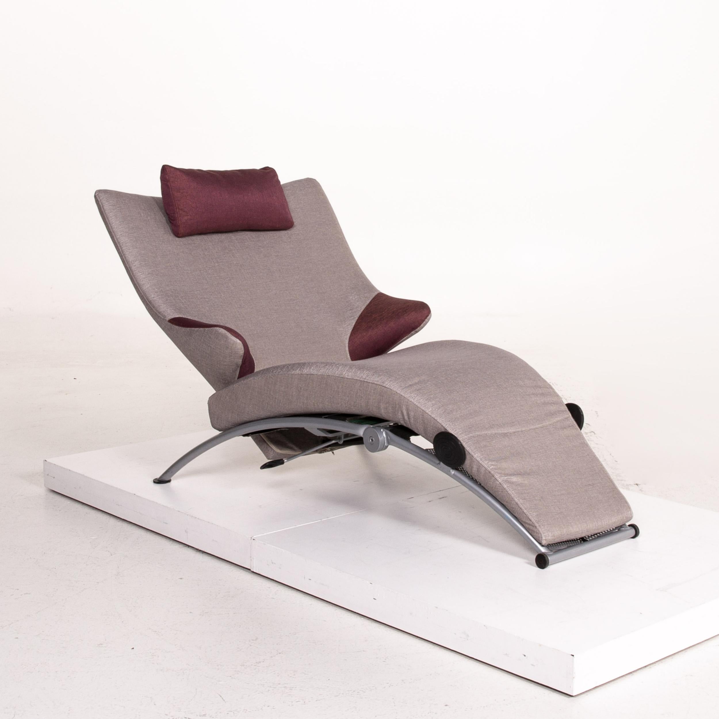 Modern WK Wohnen Solo 699 Fabric Lounger Gray Purple Relax Lounger Armchair Relax