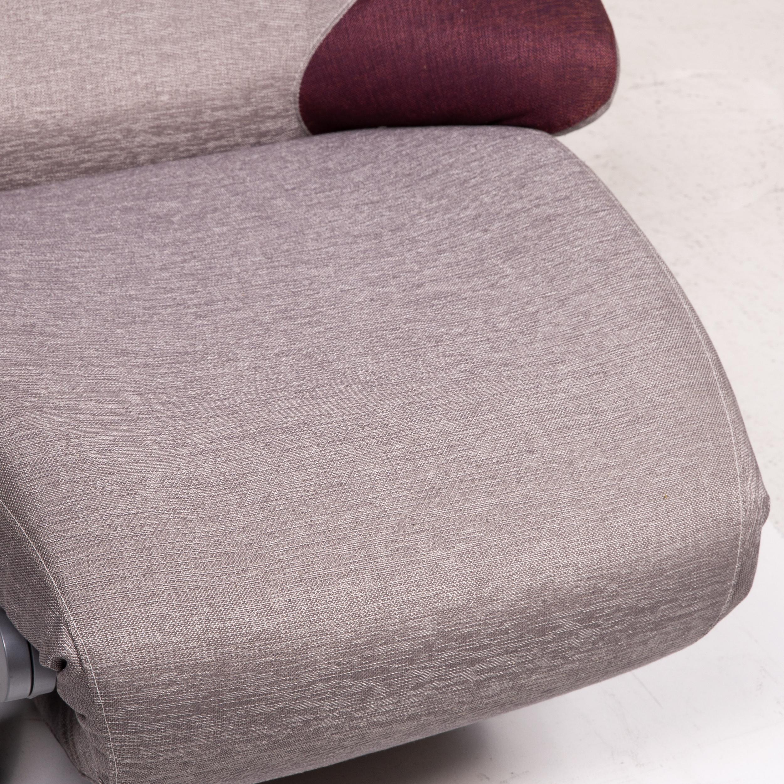 European WK Wohnen Solo 699 Fabric Lounger Gray Purple Relax Lounger Armchair Relax
