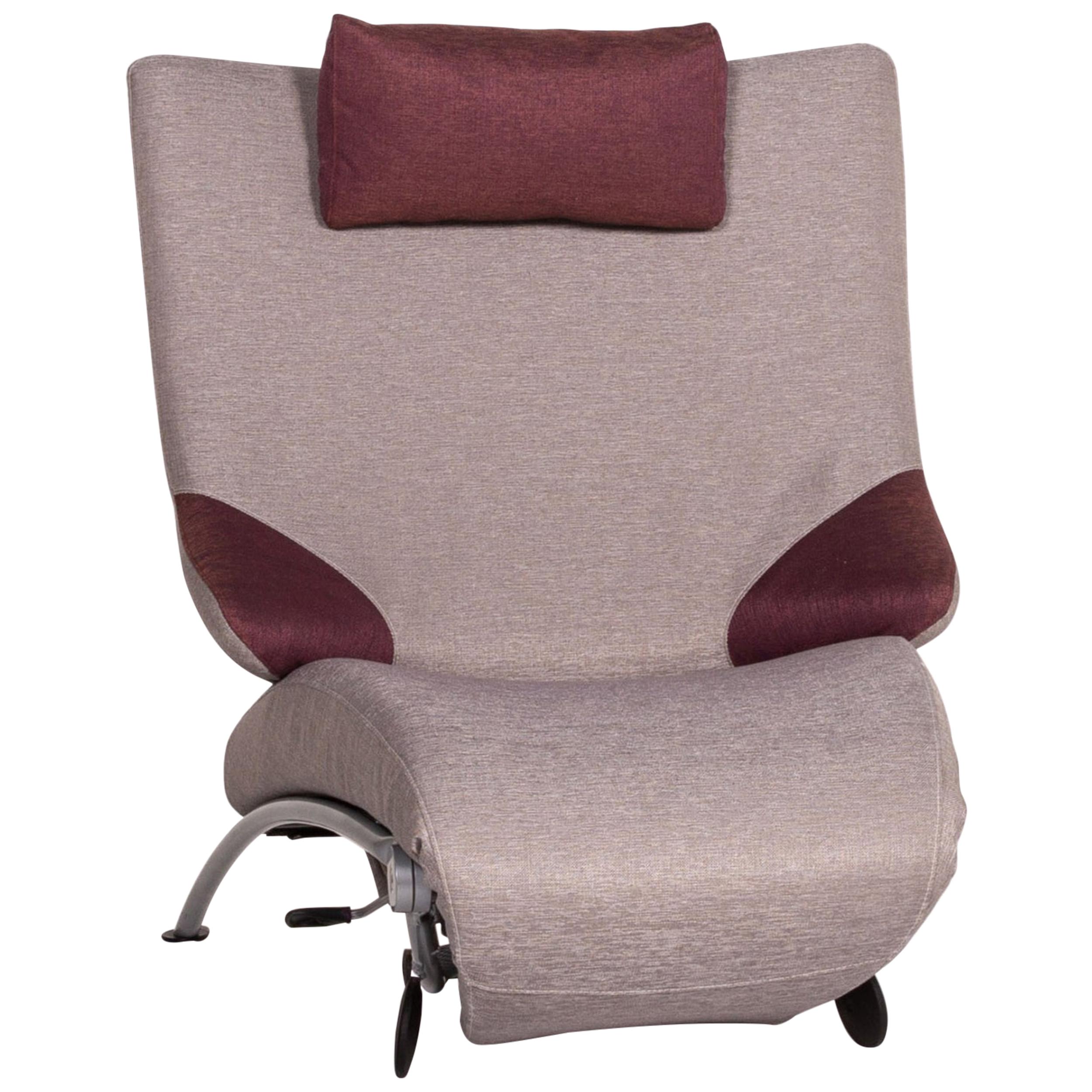 WK Wohnen Solo 699 Fabric Lounger Gray Purple Relax Lounger Armchair Relax