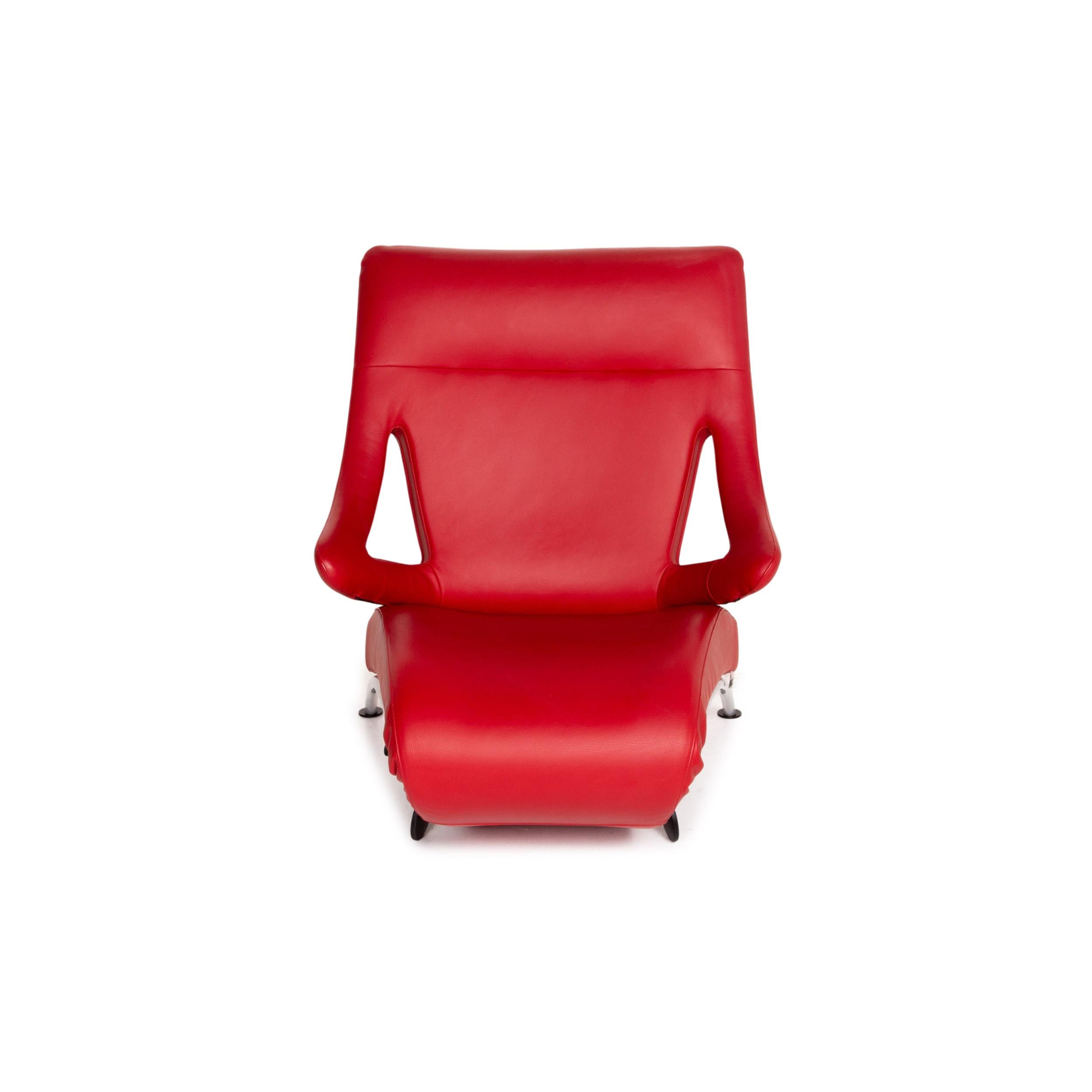 WK Wohnen Solo 699 Leather Armchair Red Lounger Relaxation Function 4