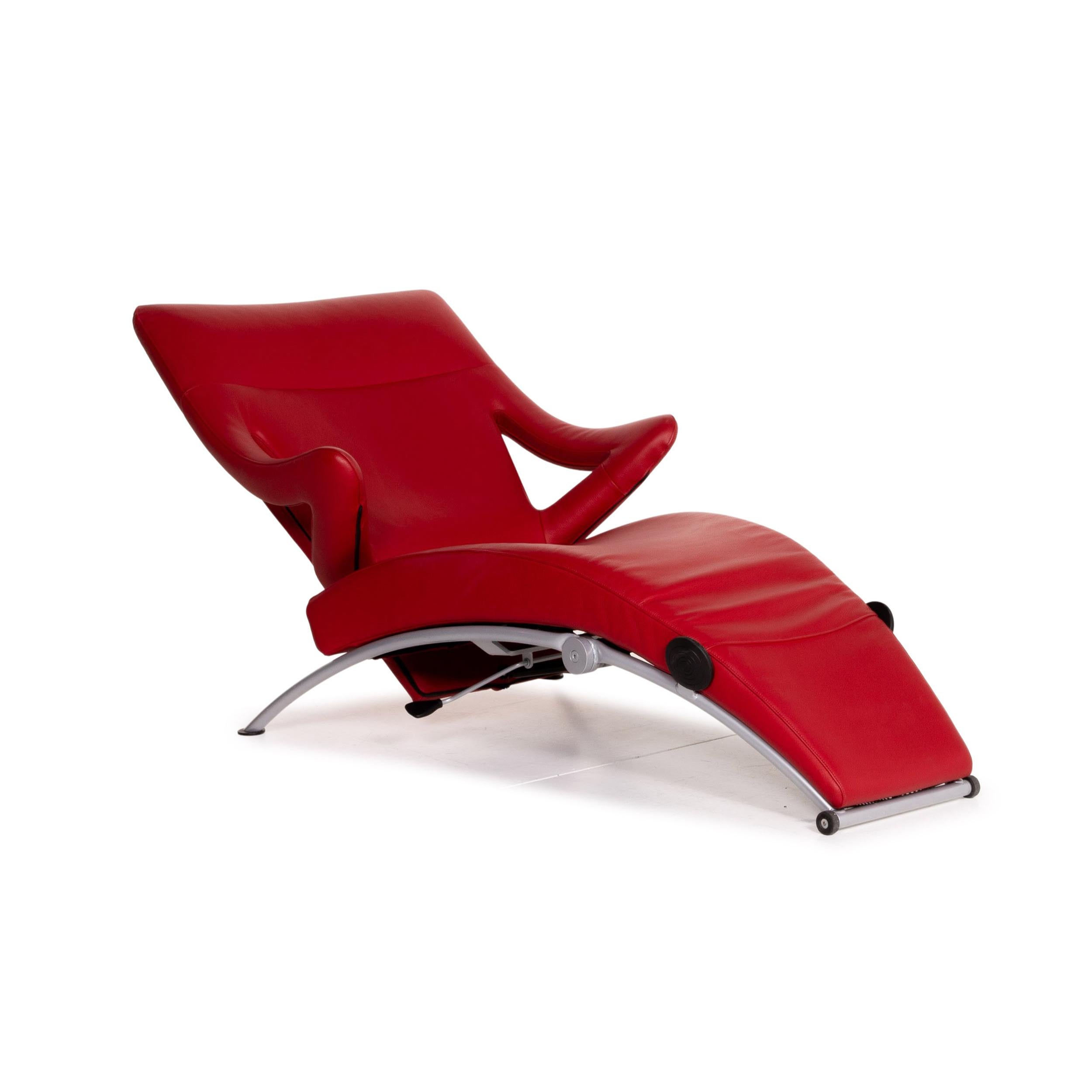 Modern WK Wohnen Solo 699 Leather Armchair Red Lounger Relaxation Function