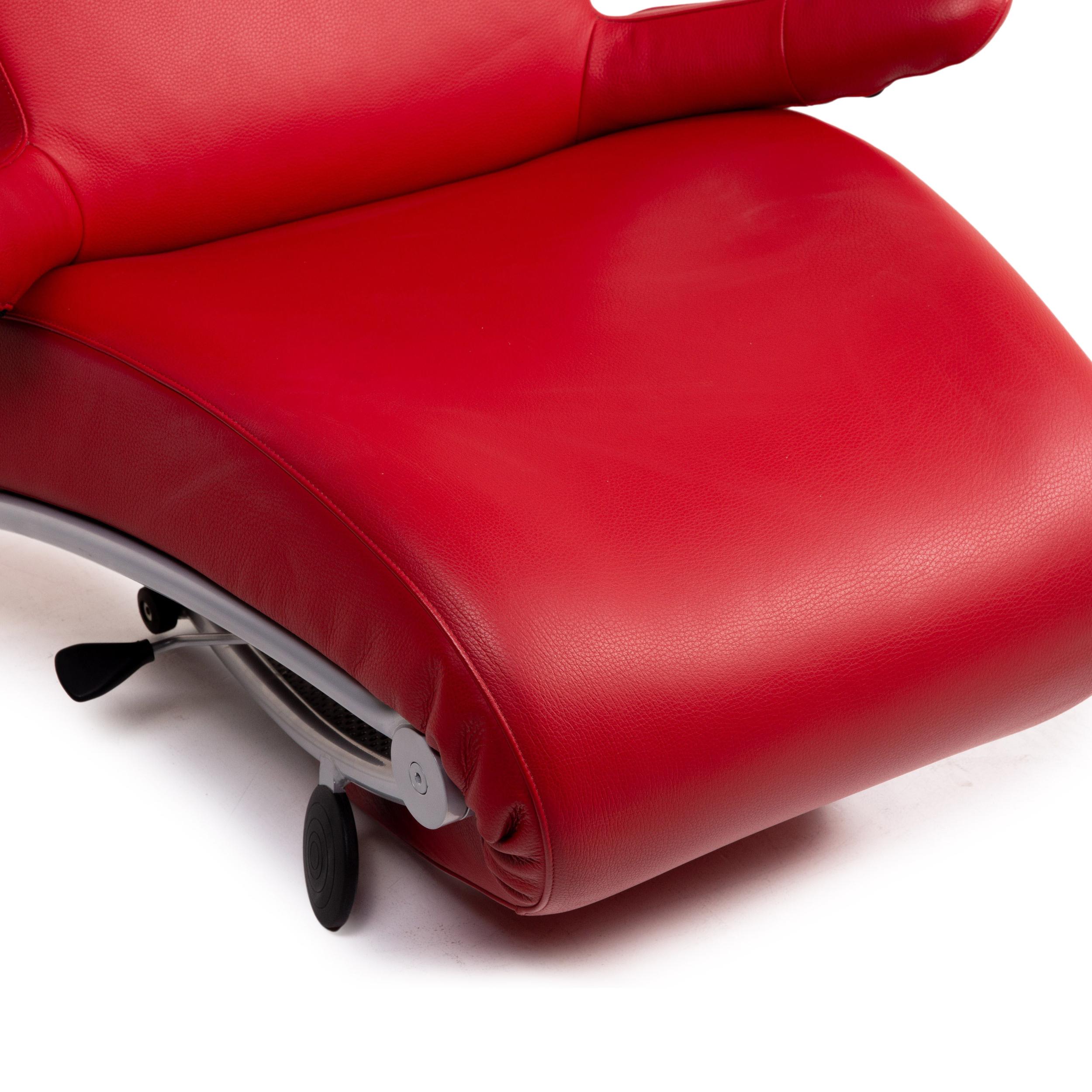 European WK Wohnen Solo 699 Leather Armchair Red Lounger Relaxation Function
