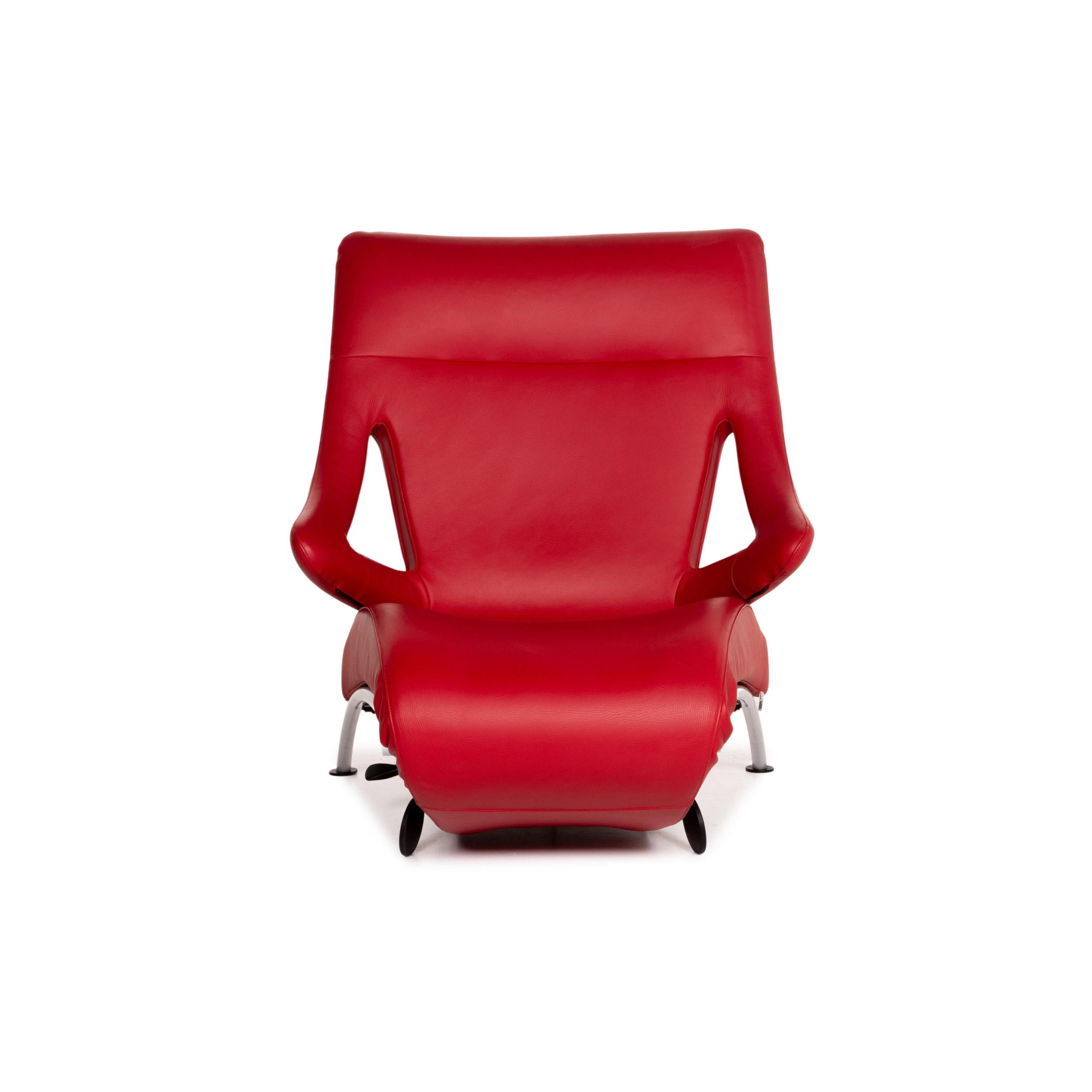 WK Wohnen Solo 699 Leather Armchair Red Lounger Relaxation Function 3
