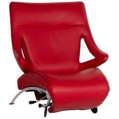 WK Wohnen Solo 699 Leather Armchair Red Lounger Relaxation Function