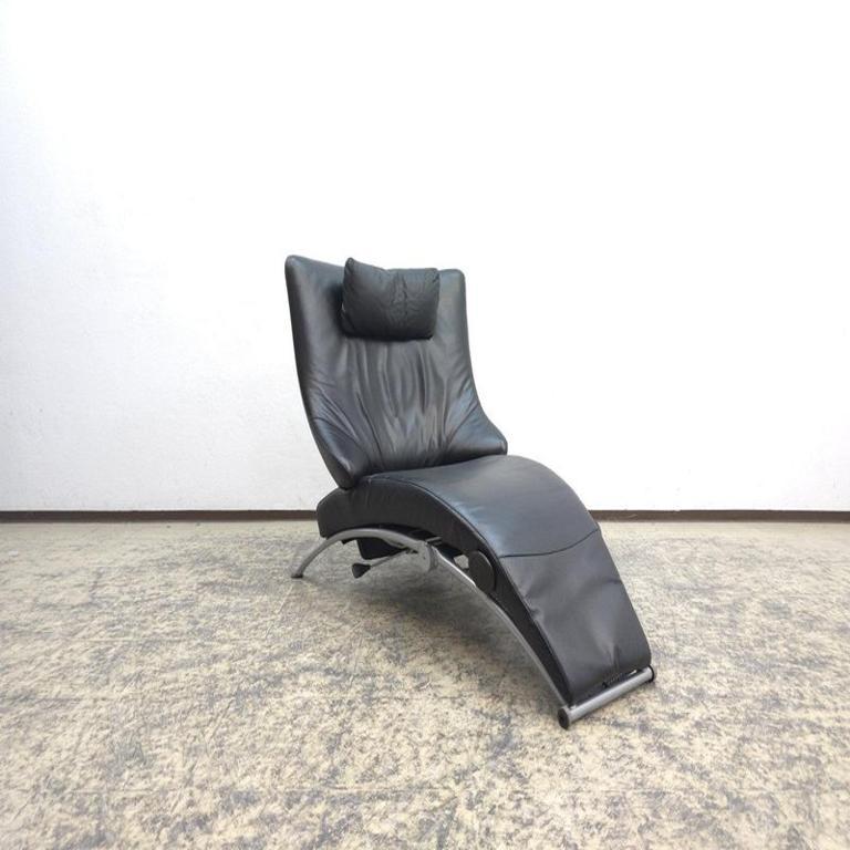 WK Wohnen Solo Sessel Leder Schwarz Relax Liege Guter Zustand Hochwertig en venta 3