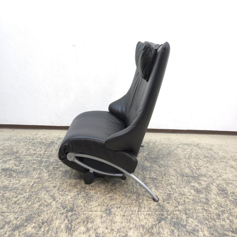 WK Wohnen Solo Sessel Leder Schwarz Relax Liege Guter Zustand Hochwertig en venta 11