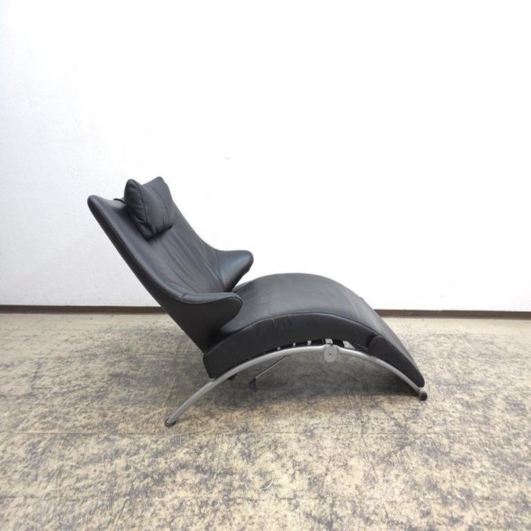 WK Wohnen Solo Sessel Leder Schwarz Relax Liege Guter Zustand Hochwertig en venta 2