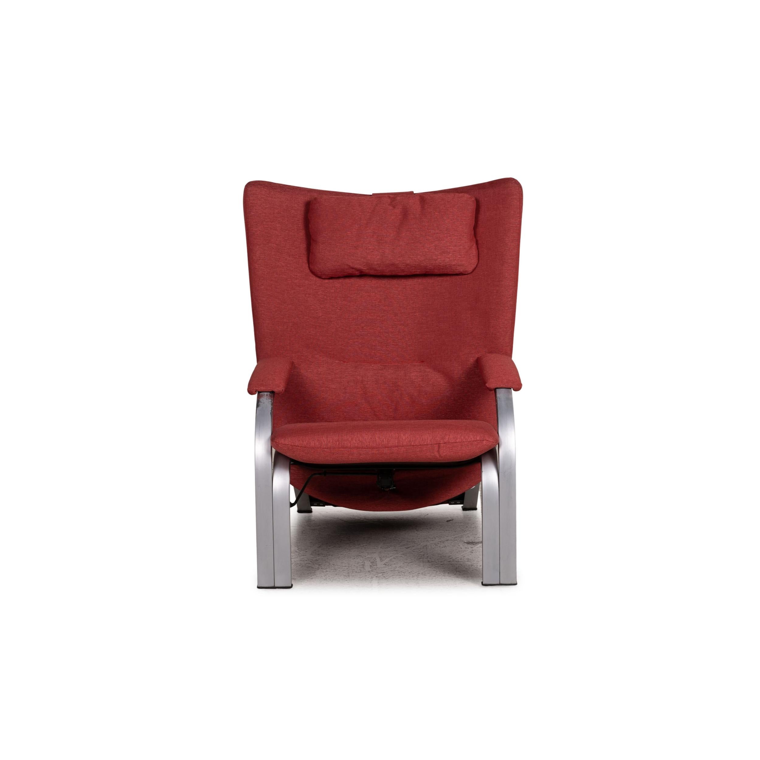 European WK Wohnen Spot 698 Armchair Fabric Red Function Relaxation Function For Sale