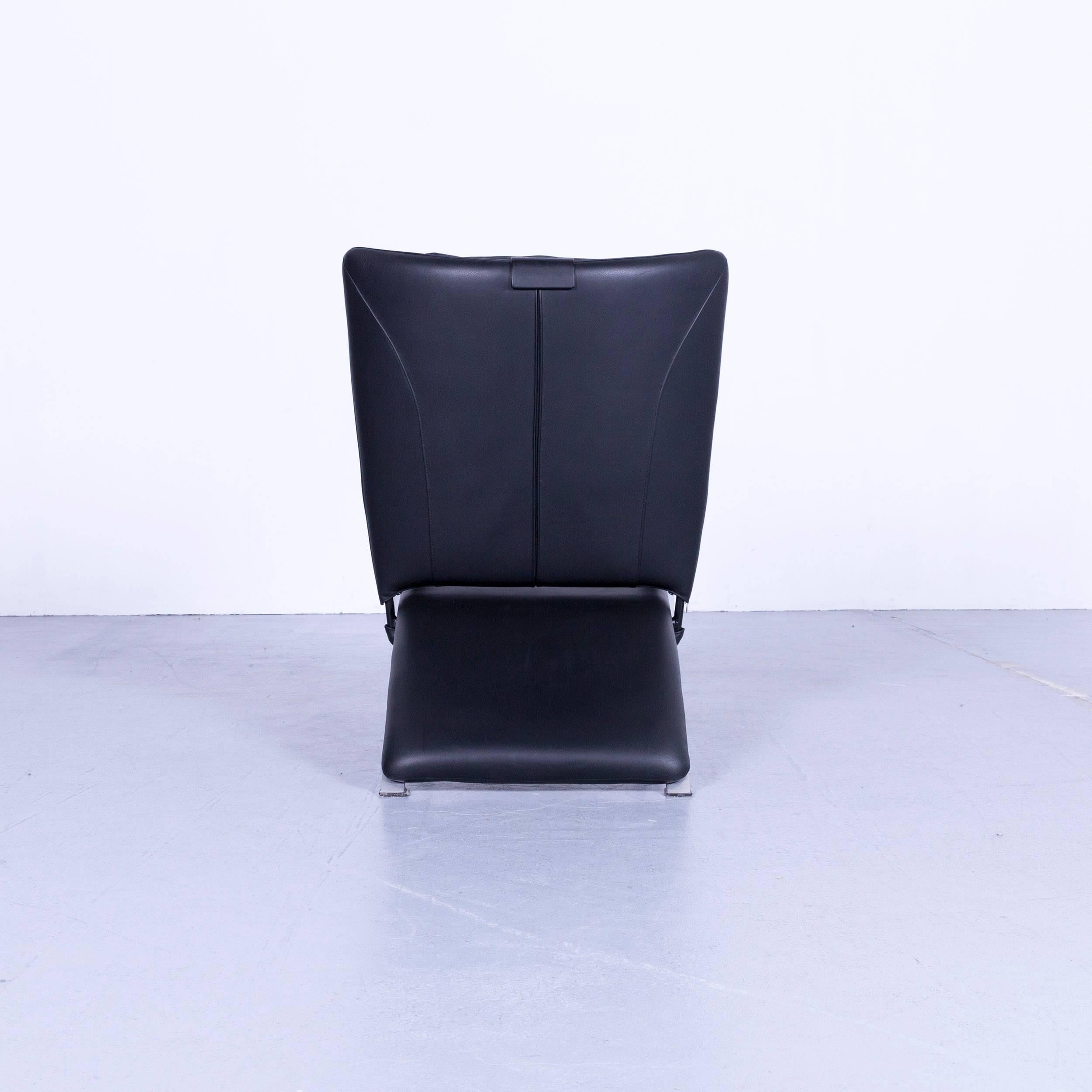 WK Wohnen Spot 698 Designer Leather Couch Black Armchair One-Seat 7