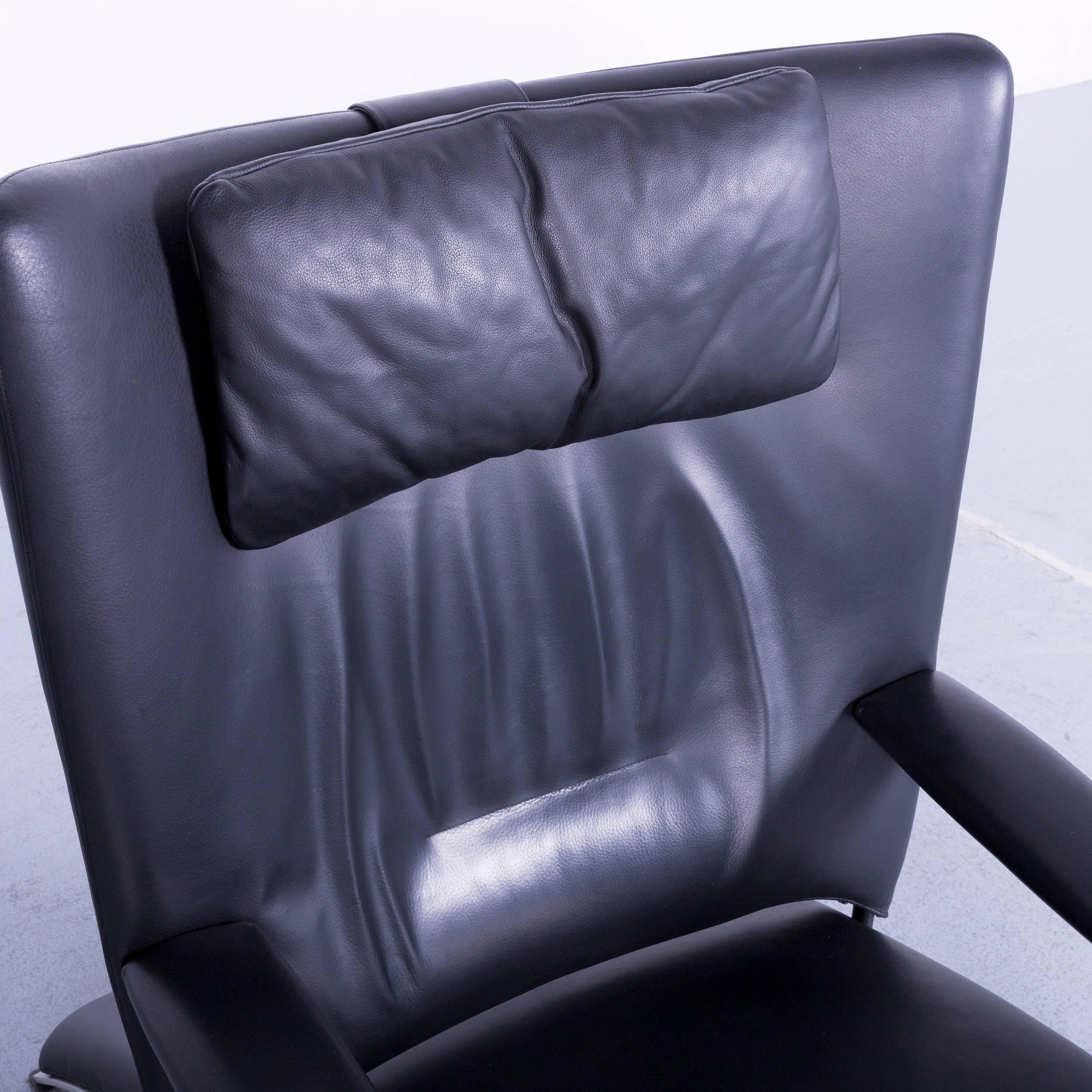 WK Wohnen Spot 698 Designer Leather Couch Black Armchair One-Seat 3