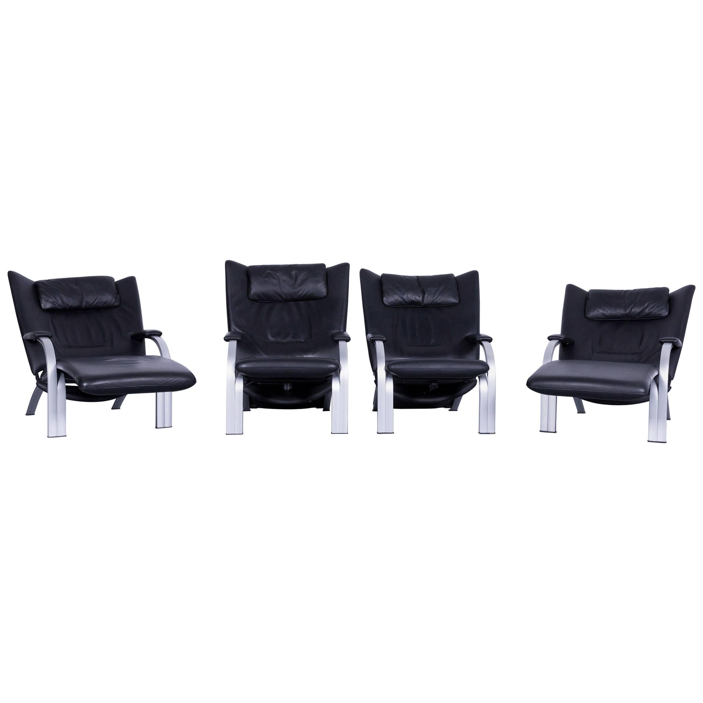 WK Wohnen Spot 698 Designer Leather Couch Black Armchair One-Seat