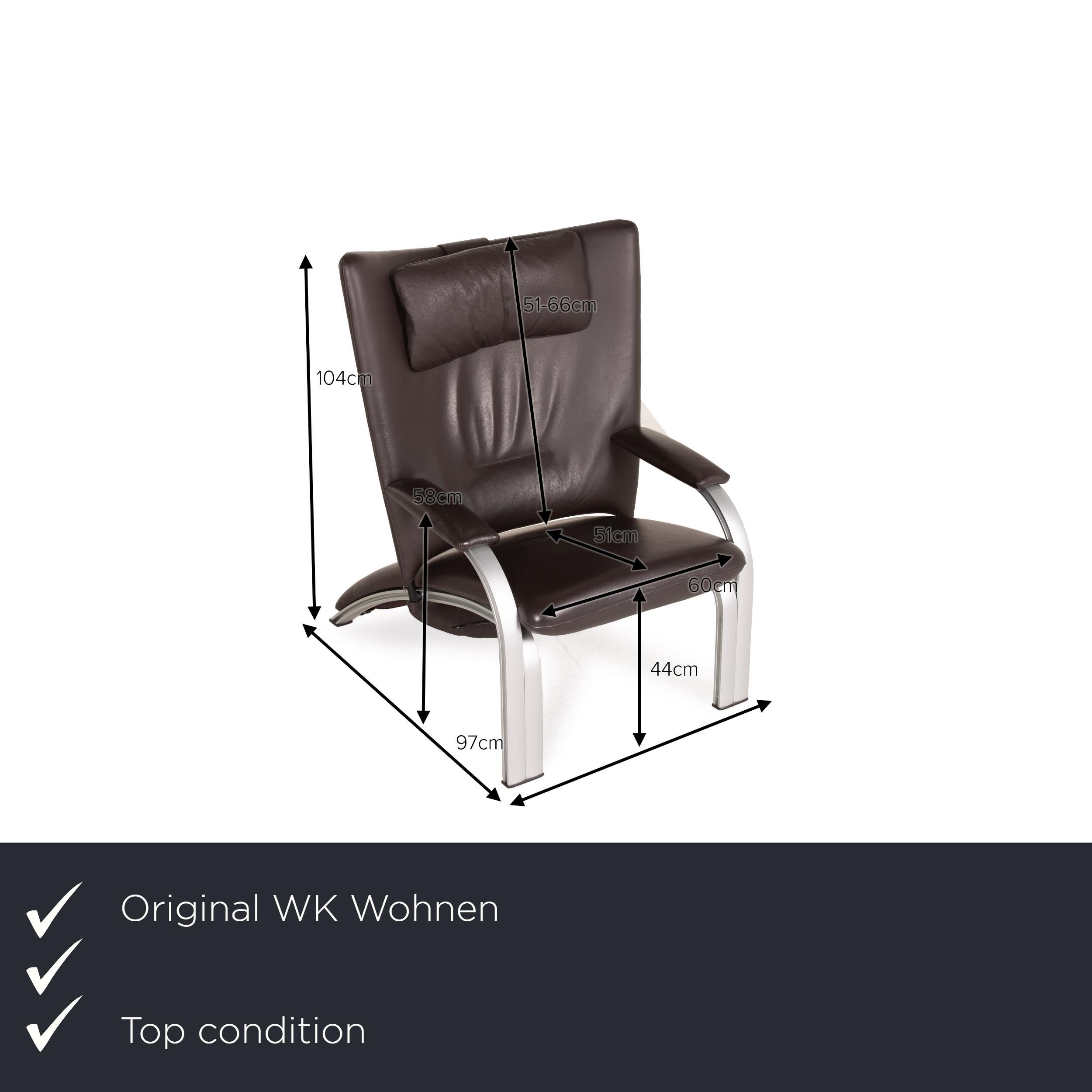 We present to you a WK Wohnen Spot 698 leather armchair dark brown relaxation armchair relaxation.
 

 Product measurements in centimeters:
 

Depth: 97
Width: 76
Height: 104
Seat height: 44
Rest height: 58
Seat depth: 51
Seat width: