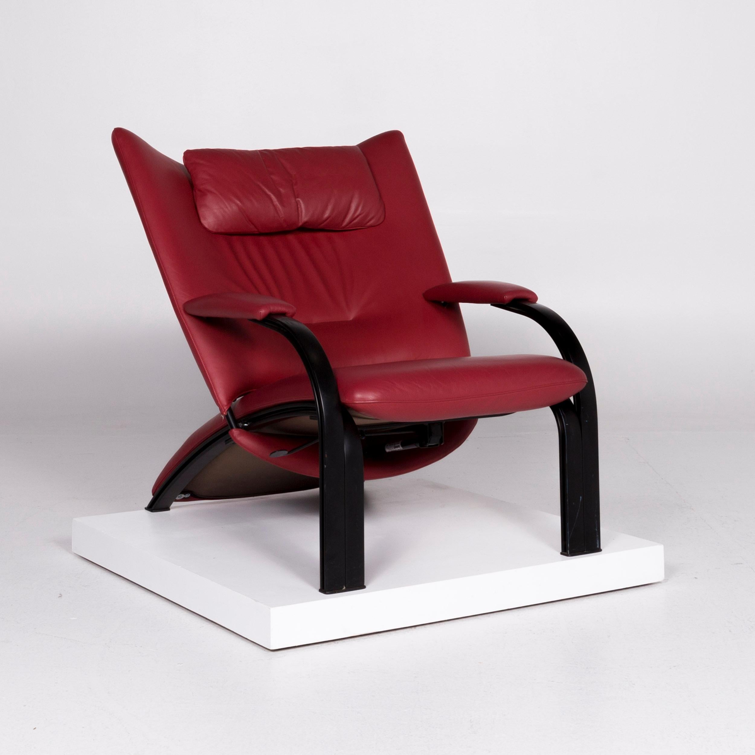 We bring to you a WK Wohnen Spot 698 leather armchair red.

 Product measurements in centimeters:
 
Depth 108
Width 82
Height 107
Seat-height 43
Rest-height 57
Seat-depth 54
Seat-width 54
Back-height 59.
  