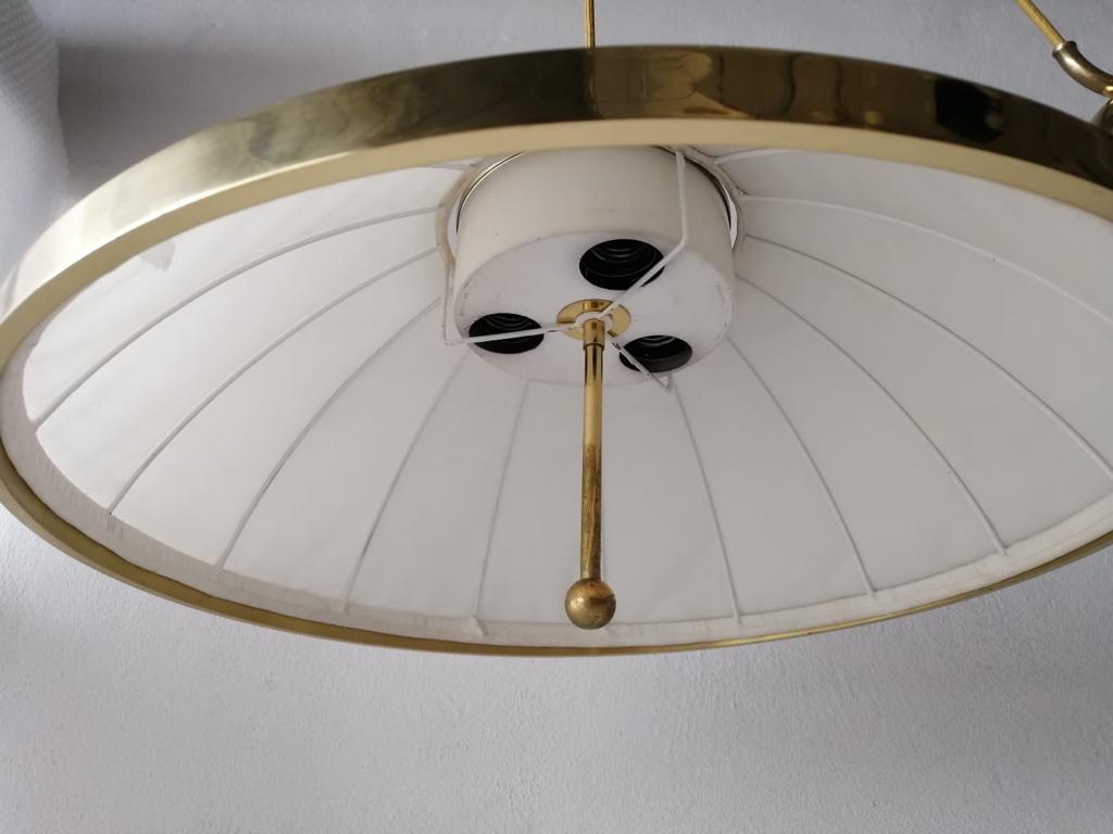 Fabric and Brass Counterweight Pendant Lamp by WKR, 1970s, Germany 2
