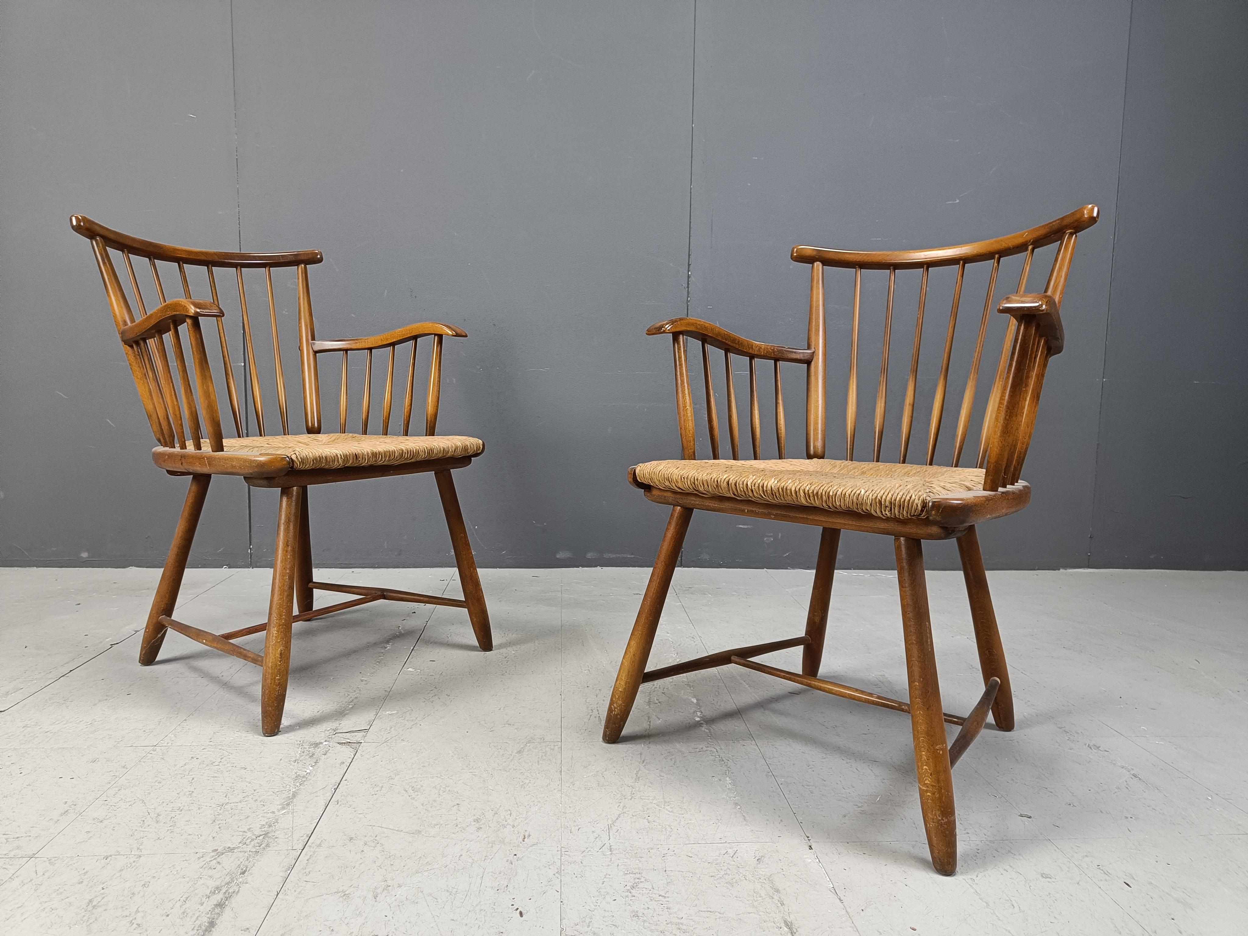 WKS 7 Armchairs with Wickerwork Seat by Arno Lambrecht for Wk Möbel, Germany For Sale 1
