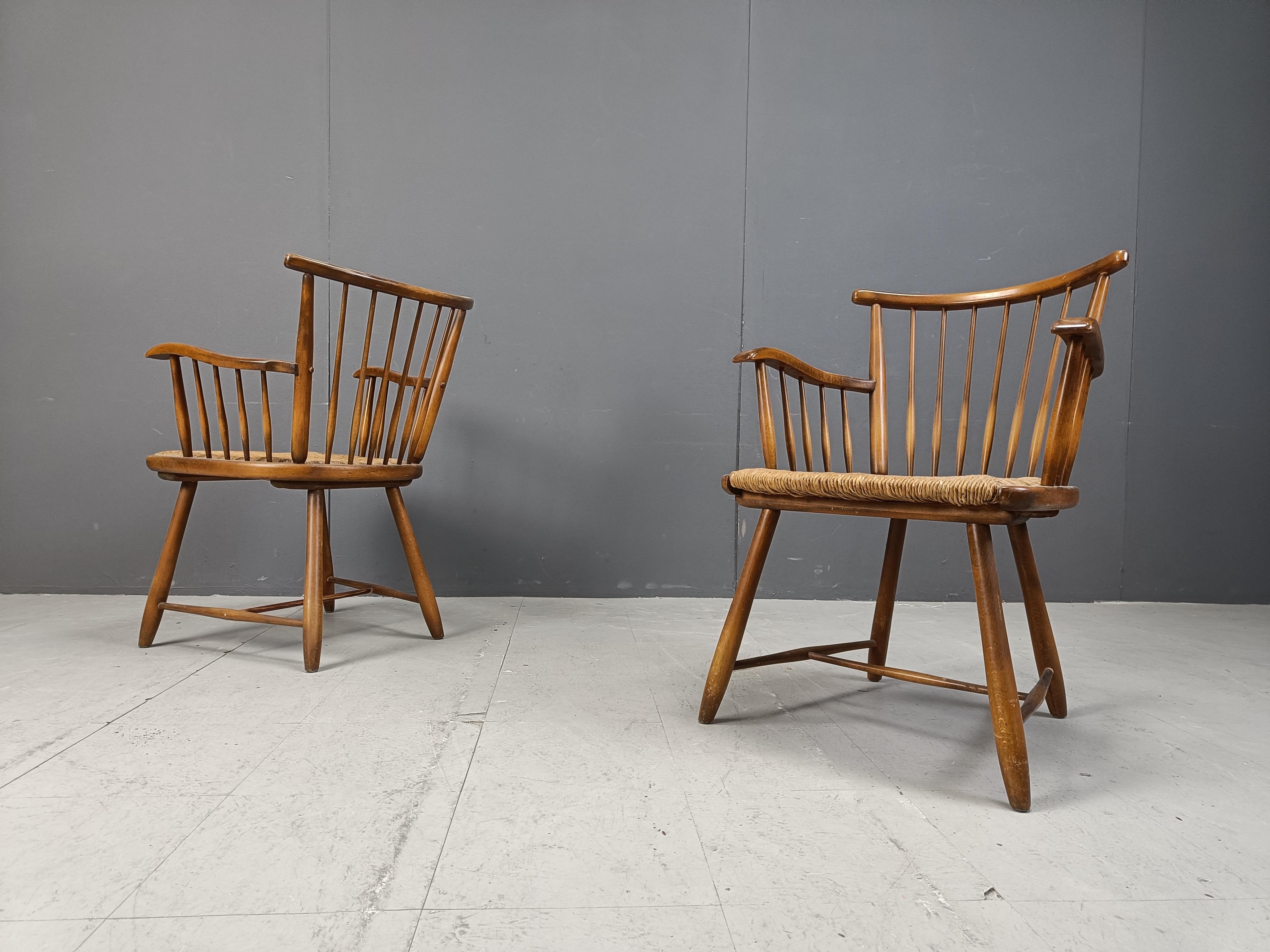 WKS 7 Armchairs with Wickerwork Seat by Arno Lambrecht for Wk Möbel, Germany For Sale 2