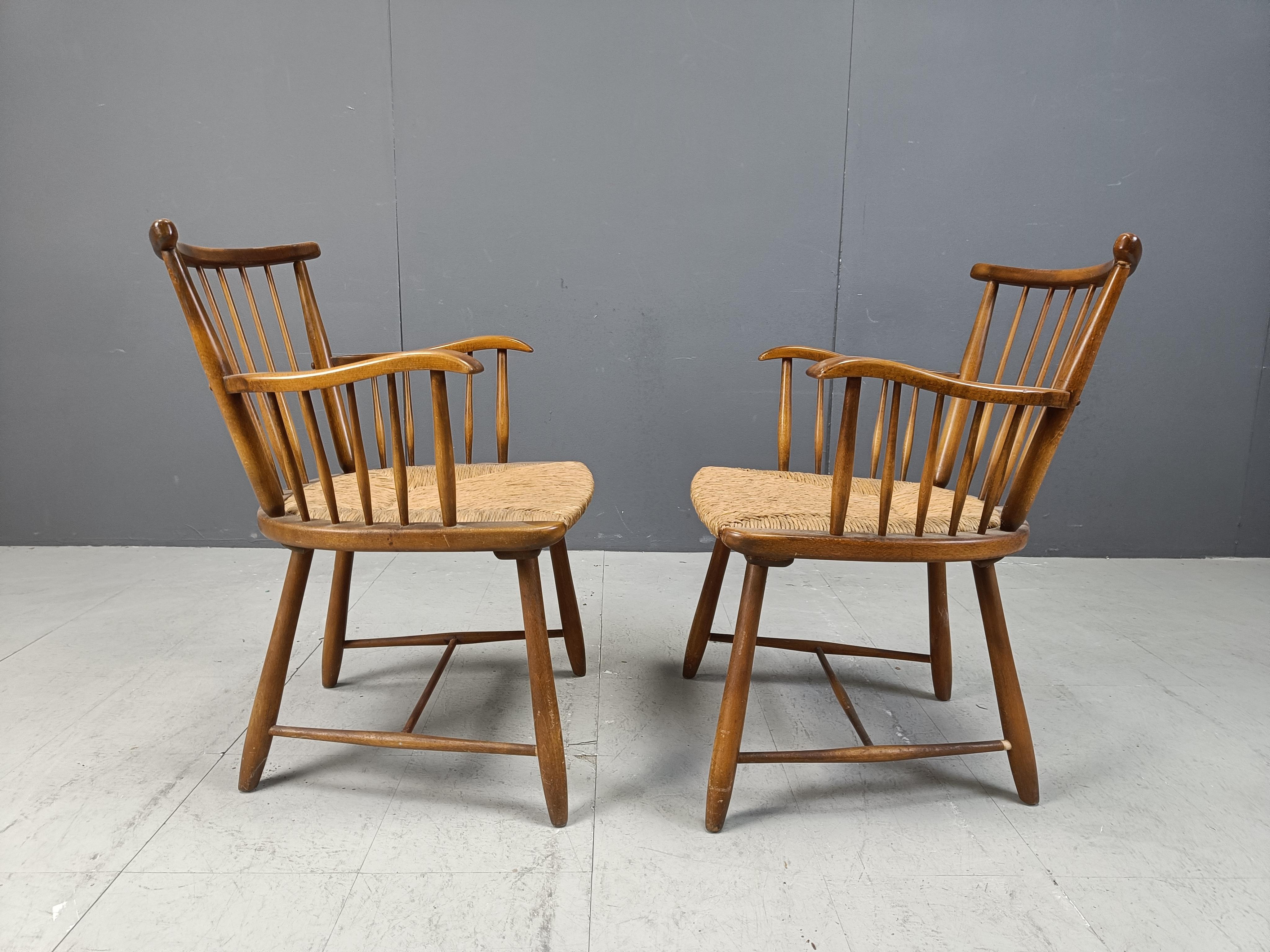 WKS 7 Armchairs with Wickerwork Seat by Arno Lambrecht for Wk Möbel, Germany For Sale 3