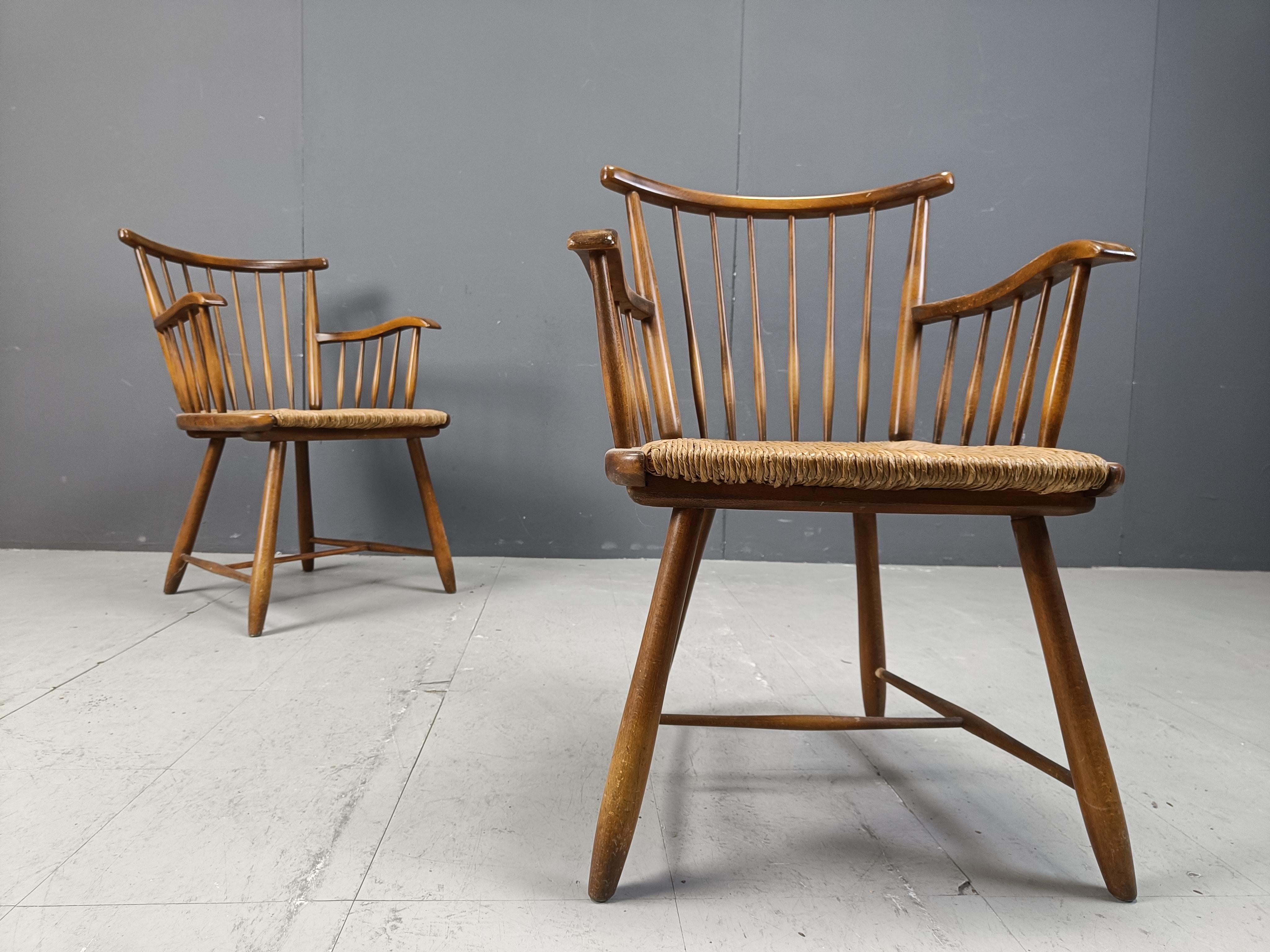 WKS 7 Armchairs with Wickerwork Seat by Arno Lambrecht for Wk Möbel, Germany For Sale 4