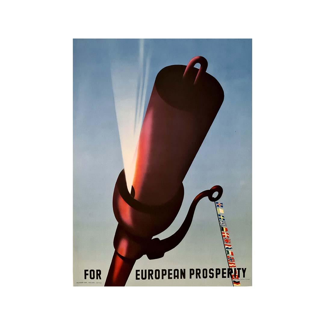 WWII Original poster for European Prosperity - European Recovery Program - Print by Wladimir Flem