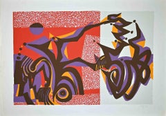 Abstract composition - Original Screen Print by Wladimiro Tulli - 1970s