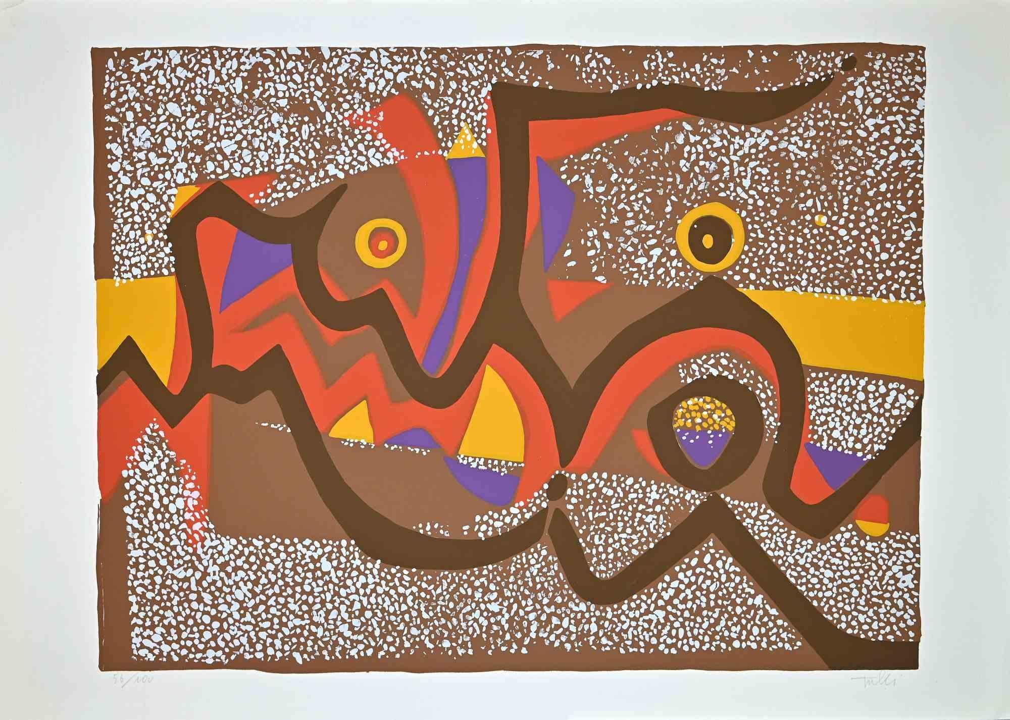 Composition brune est une sérigraphie colorée sur papier, réalisée dans les années 1970 par l'artiste italien  Wladimiro Tulli.
Signé à la main en bas à droite et numéroté au crayon dans la marge inférieure. Edition de 56/100 tirages.

Bonnes