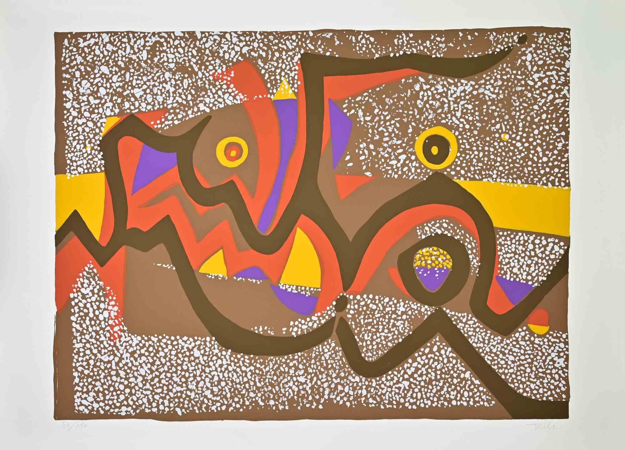 Composition marron - Sérigraphie de Wladimiro Tulli - Années 1970