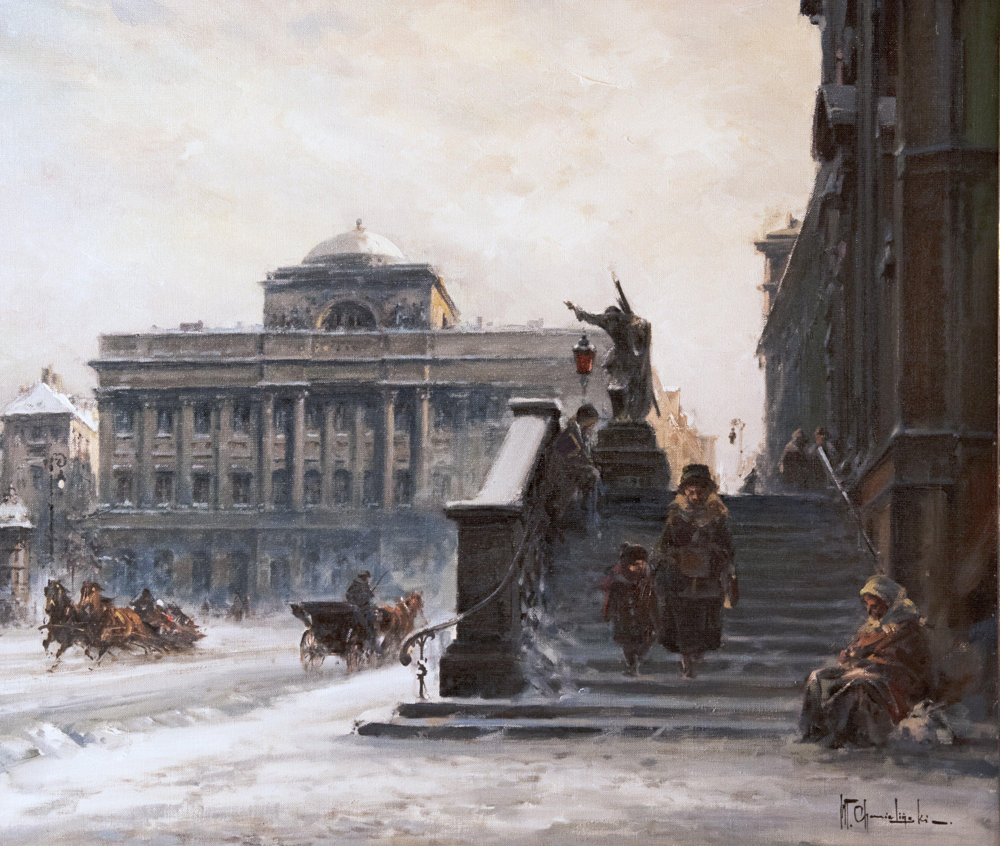 „ People of the Street“ von W. T. Chmielinksi – Painting von Wladyslaw Chmieliński