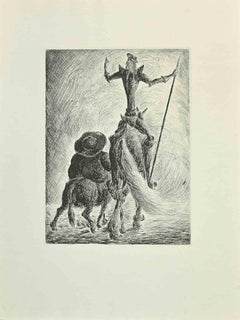 Don Quixote und Sancho Panza – Radierung und Kaltnadelradierung von Wladyslaw Jahl – 1951
