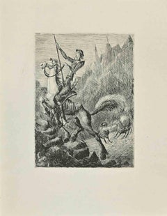 Don Quixote-Galoping – Radierung von Wladyslaw Jahl – 1951
