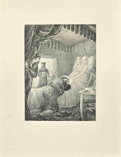 Vintage Don Quixote in The Bed - Etching by Wladyslaw Jahl - 1951